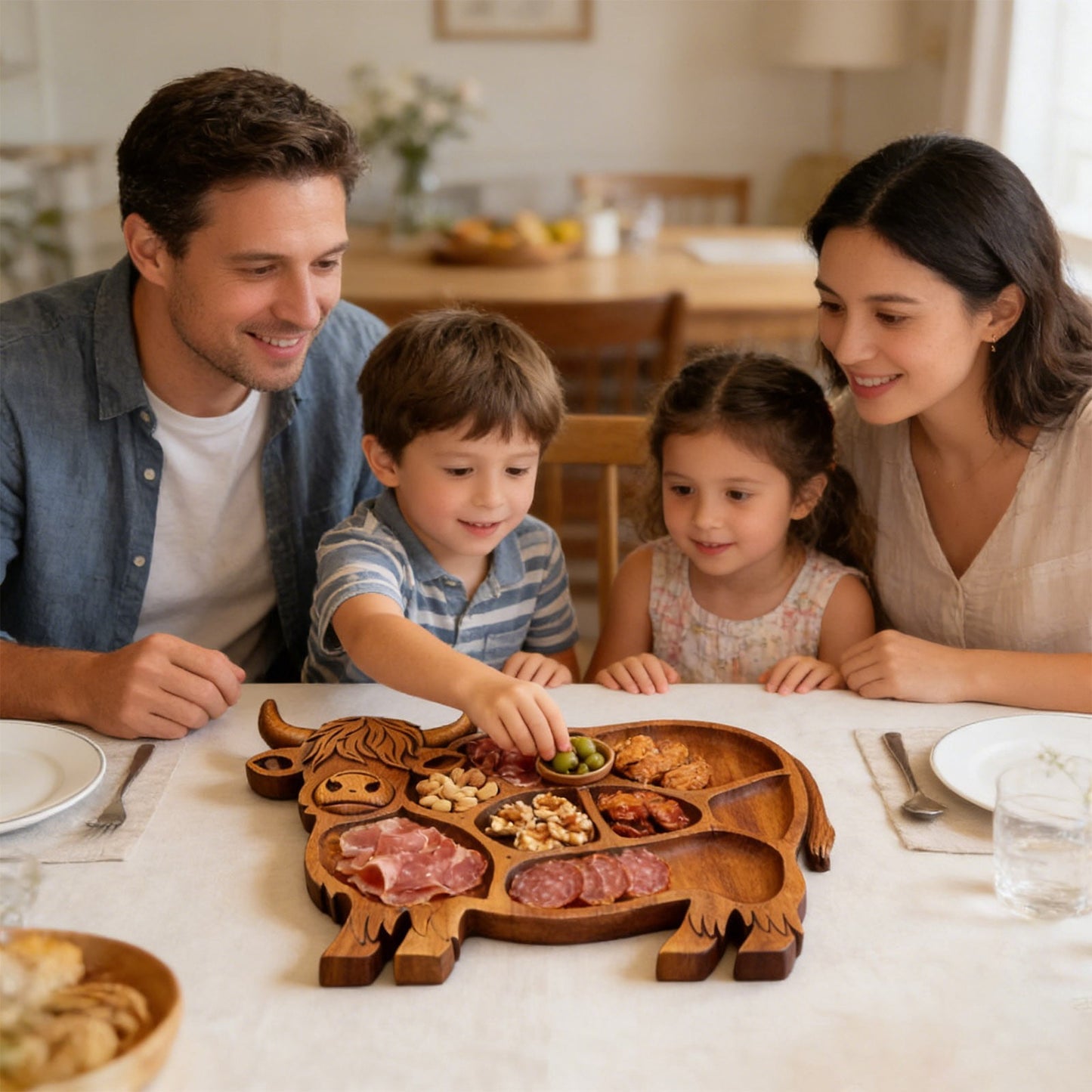 Highlands Cow Wooden Charcuterie Board,Unique Serving Tray for Cheese and Snacks,Decorative Farmhouse Centerpiece and Wall Art,Handcrafted Durable Platter for Entertaining and Gifting B