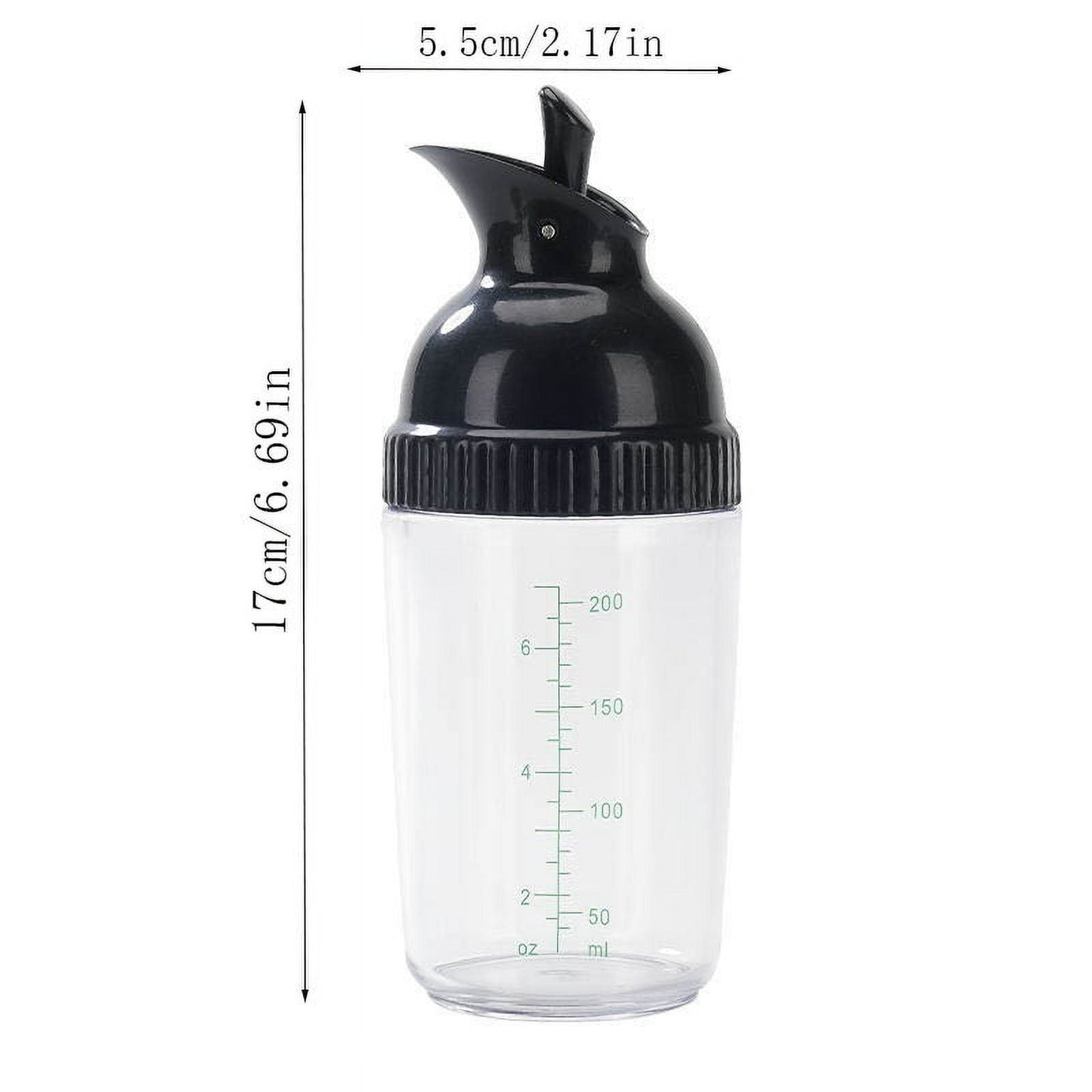 CCMAOLU Salad Dressing Shaker Container,Leak Proof Kitchen Bottle with Dripless Pour & Soft Grip,BPA Free Plastic Design for Sauces,Oil & Homemade Dressings,Easy Cleaning & Operation Black