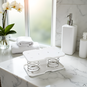 Tissue Box Spring - Tissue Holder - Tissue Box Lift - Tissue Box Base Support - Tissue Dispenser - Spring Holder - Napkin Holder - Tissue Storage Box - Bathroom Organizer - Toilet Accessories - Kitchen Gadget - White - 1 Piece