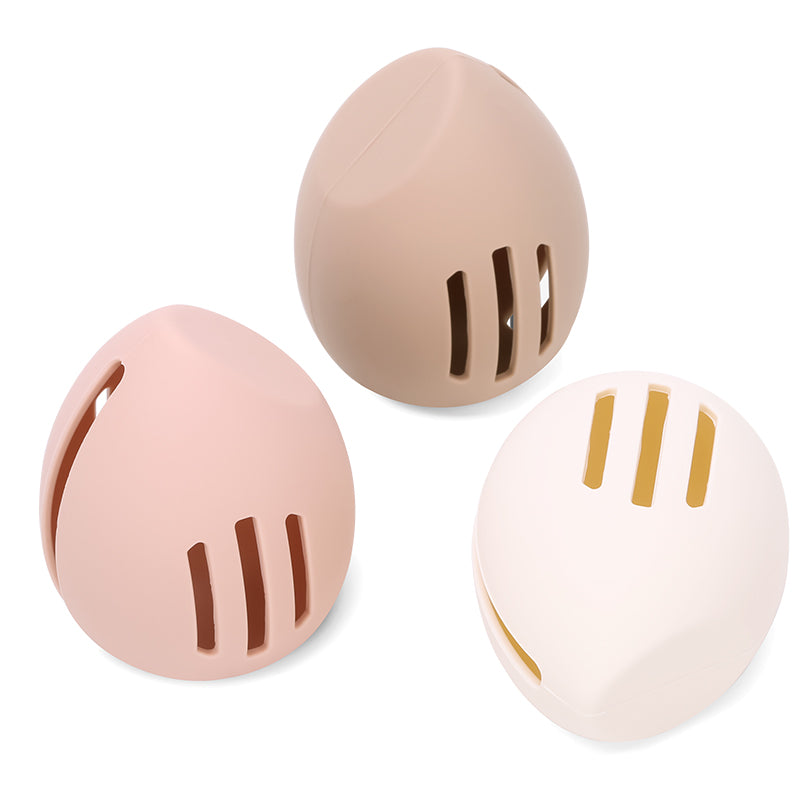 Makeup Sponge Holder - Beauty Sponge Case - Makeup Organizer - Storage Box - Makeup Egg - Travel Box - Cosmetic Accessories - Sponge Box - Gift for Women - Toiletry Bag - Protective Cover - Silicone - Nude Pink and Brown - 3 Pieces