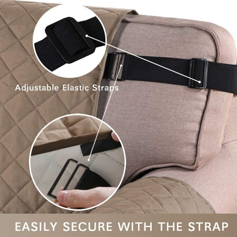 Recliner Chair Cover Waterproof Padded Non Slip Taupe