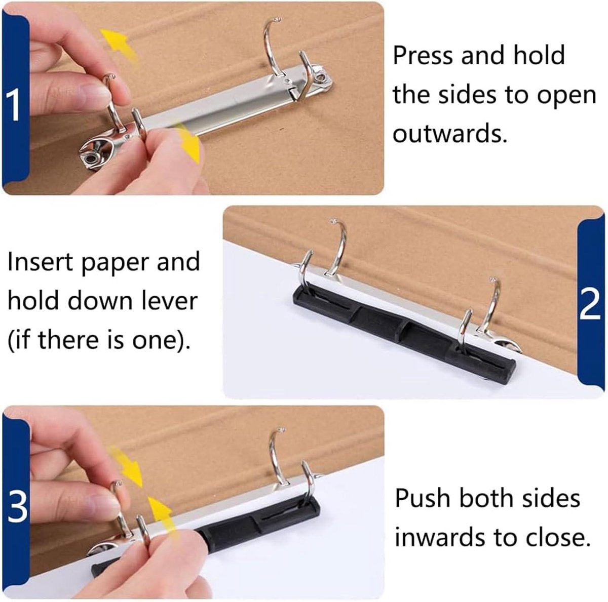 5 pieces D-shaped metal clip ring binder mechanism - set of 2 ring binders for papers, textbook, documents - school supplies - storage accessories