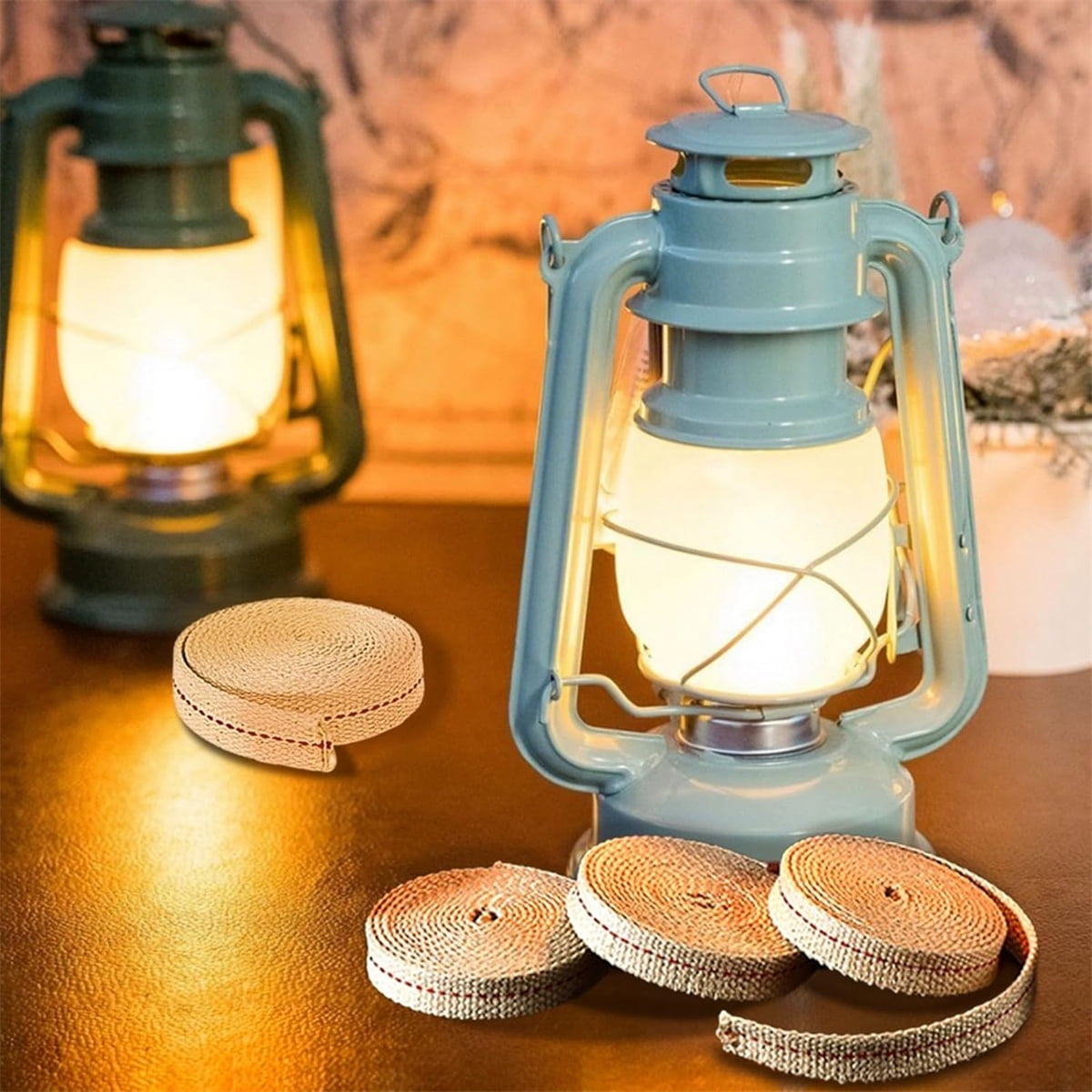 GIXUSIL 26.25 Feet Flat Wide, Oil Lamp Wick, Oil Burner Wick, Cotton Replacement Lanterns Wick with Red Stitch for Kerosene Paraffin Burner Lighting, Lantern Oil Burner, 4 Rolls 32.8'