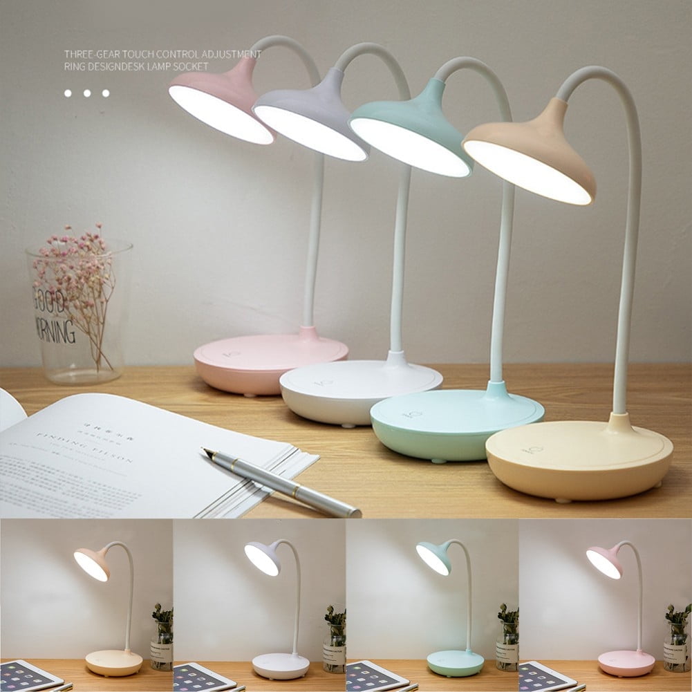 LED Desk Lamp with USB Ports,Touch Desk Lamps for Home Office with 3 Brightness Desk Light with Small Night Light,Reading Lamp Table Lamp for Bedroom Bedside Study(Pink) by Fakrich Pink