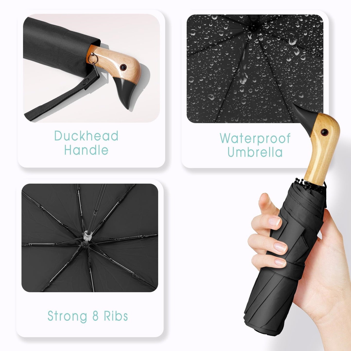 Duck Umbrella – Cute Duck Umbrella with Adorable Duck Handle, The Perfect Duck Umbrella for Duck Lovers One Size YE1