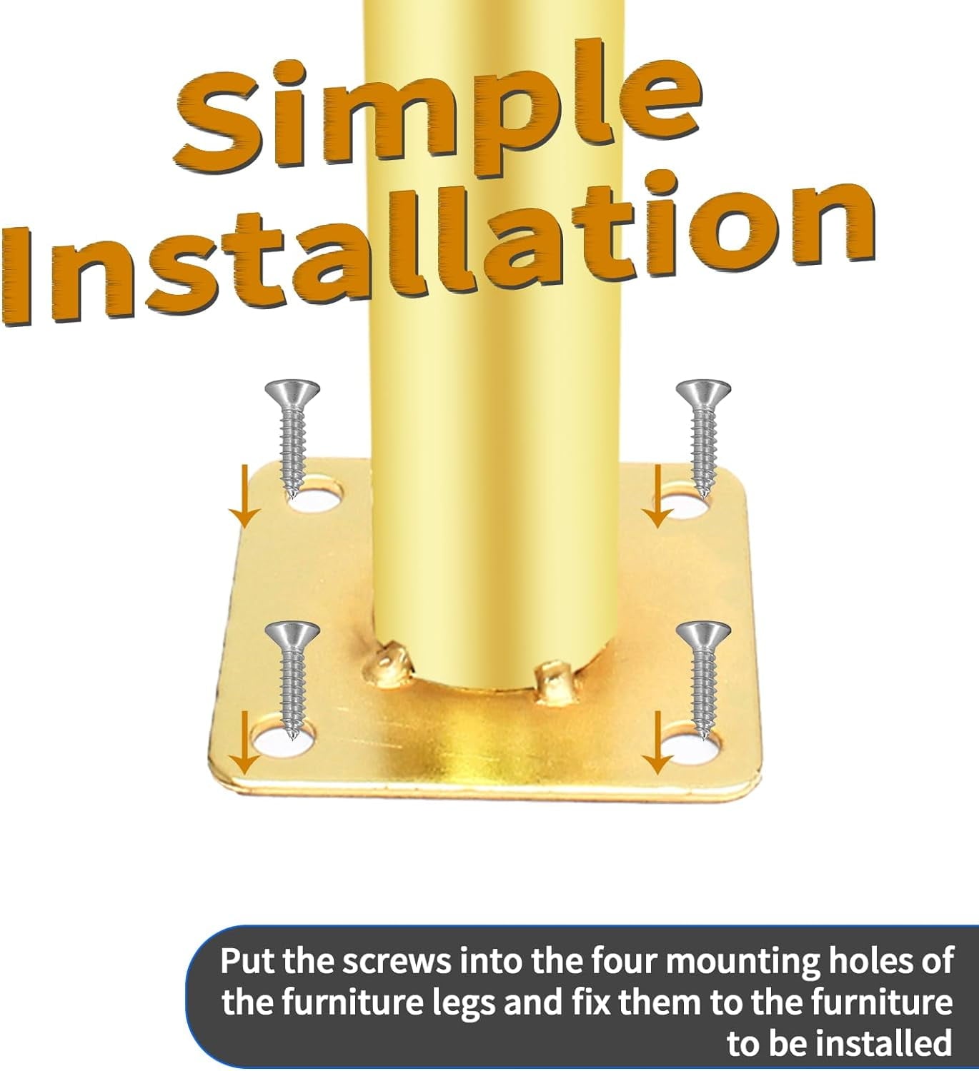 4pcs Gold Adjustable Furniture Legs, 4 Inch / 100mm Gold Metal Support Feet Heavy Duty Replacement Legs for Sofa TV Cabinet Couch Coffee Table Sideboards Cupboard Dresser Gold Adj