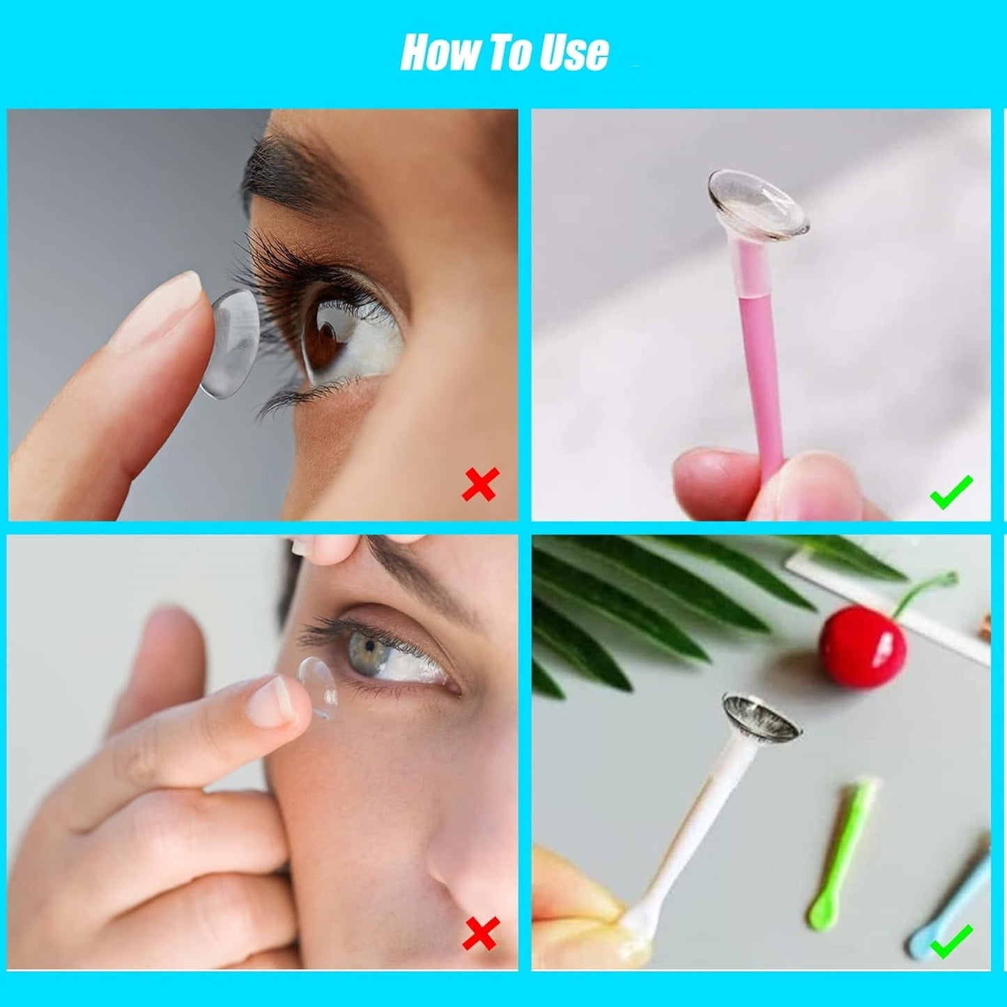 10Pack Portable Soft Contact Lens Remover Tool,QZS Contact Applicator & Inserter with Tip,Includes Tweezers & Soft Scoop for Home & Travel