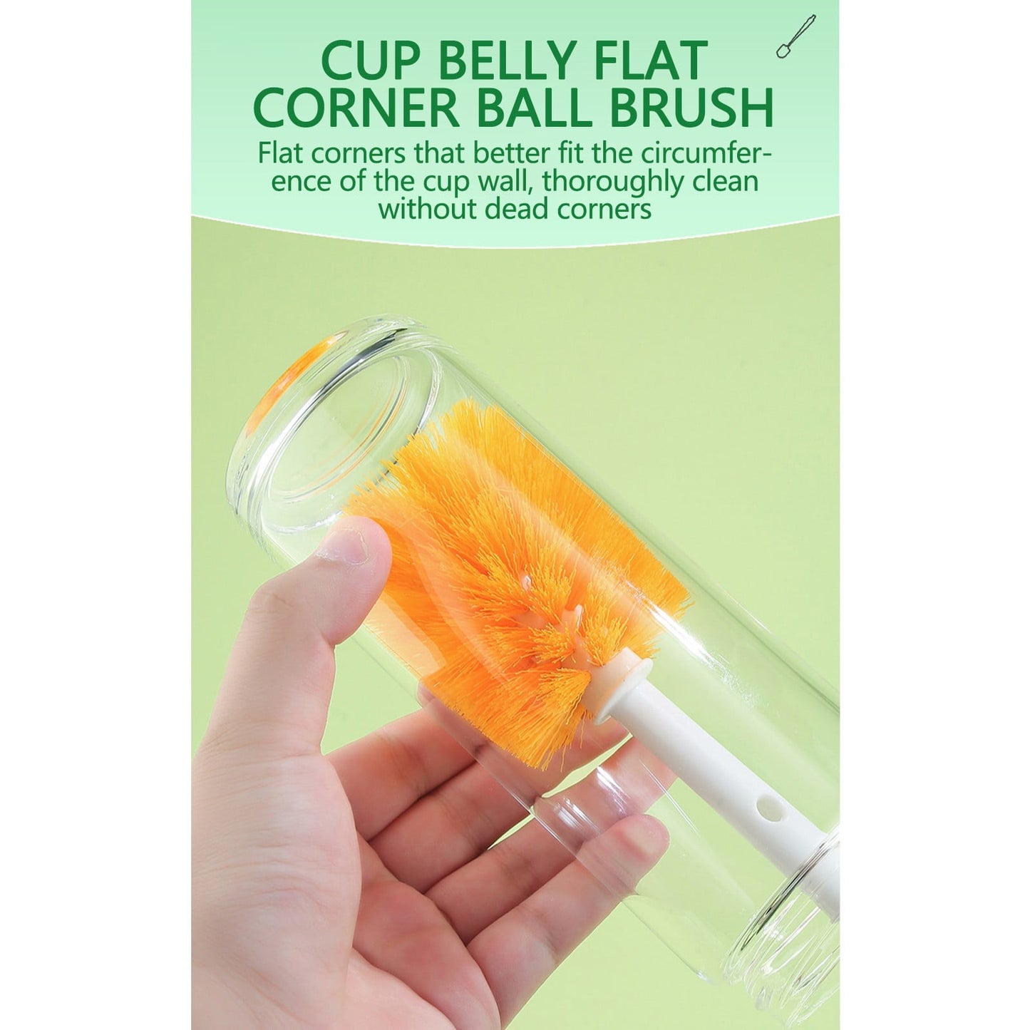 Long Handle Cup Cleaning Brush Set,Multi-Function Bottle Brush with Straw Cleaner & Detachable Heads for Mugs, Tumblers, Narrow Neck Bottles & Straws Orange