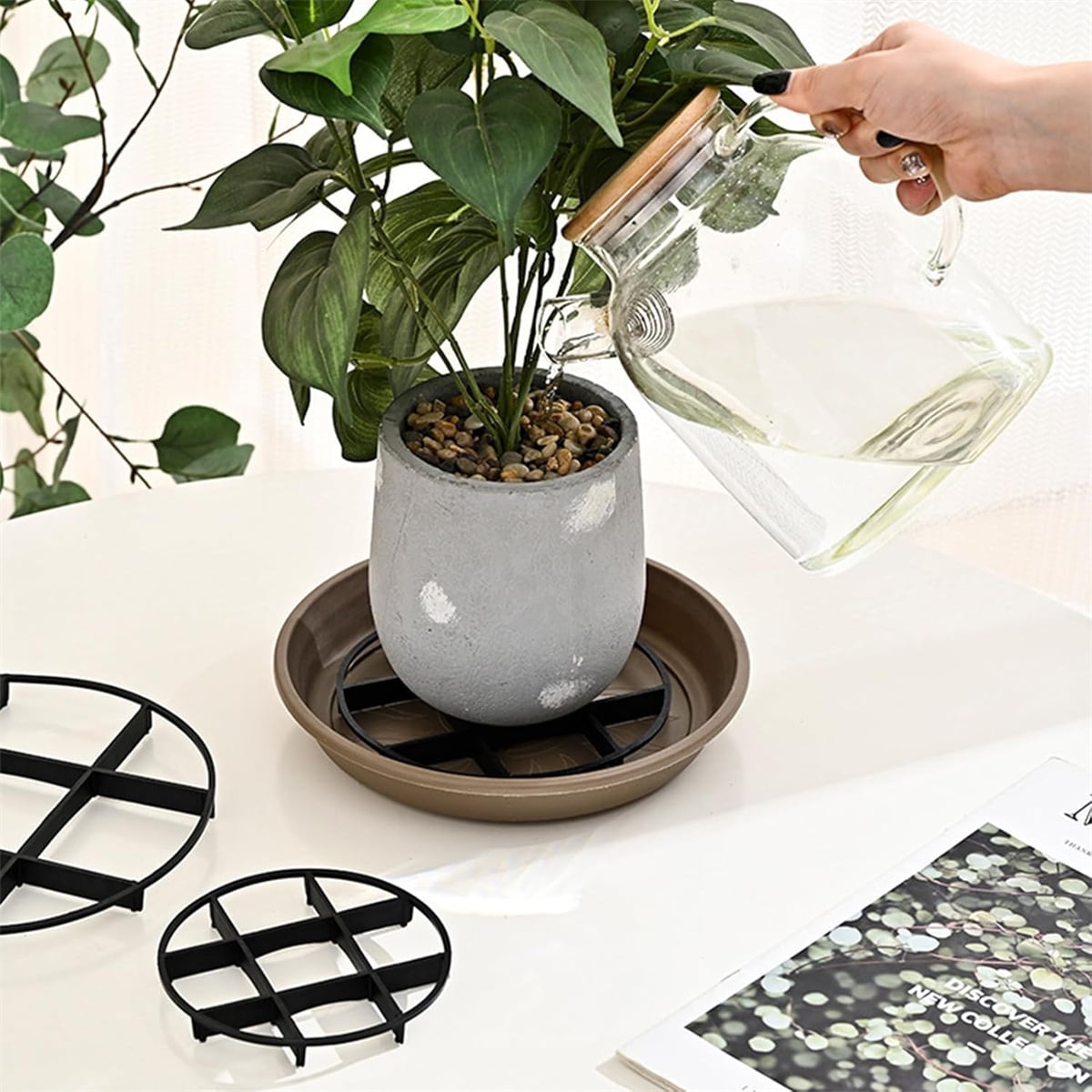 Plant Saucer Drainage Rack Stand,Tutuviw 21Pcs 3 Size Flower Pot Level Feet Elevator Support Holder,Plant Stands for Flower Pot Prevention Drainage,Reusable Mesh Pad,Raises Protector Plant Trivet