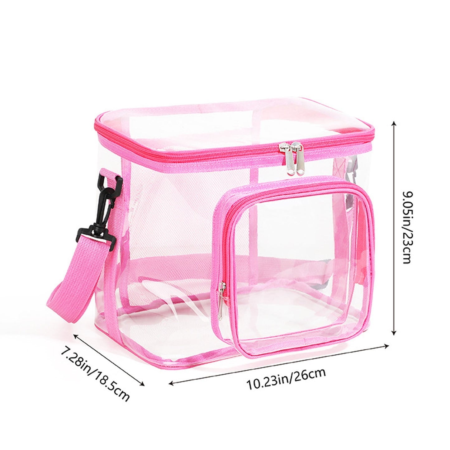 Extra Large Clear Cosmetic Makeup Bag, Transparent PVC Tote Shoulder Bag, Waterproof Clear Toiletry Carry Pouch, Makeup Artist Bag, Portable Storage Bag Hot Pink