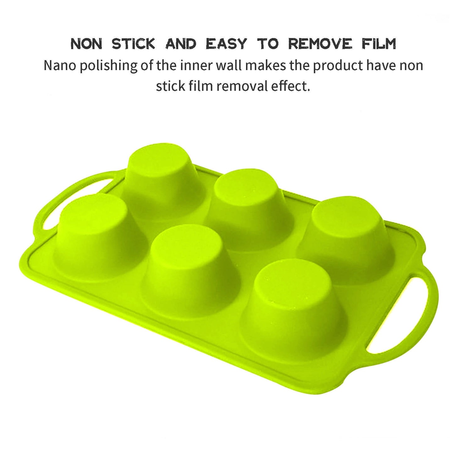 Jumbo Silicone Muffin Pan, Non-stick Large Silicone Cupcake Pan with Handles 6 Cup, Silicon Muffin Tin Tray for Baking, Egg Bites, Cupcake Mold, Cake and Pan Nonstick Baking Molds, BPA Free Red Green