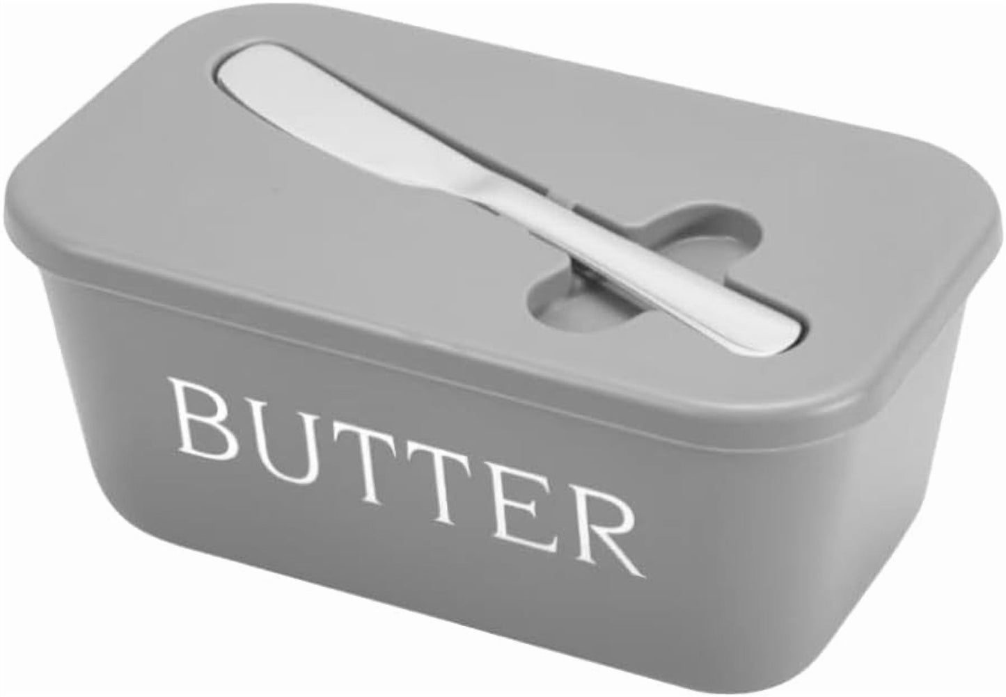 Butter Dish with Lid, Home Decor, Large Butter Dish for Countertop Ceramic Butter Keeper Container with Knife, Sealing Butter Dish, Butters Storage Box, Kitchen Gift White