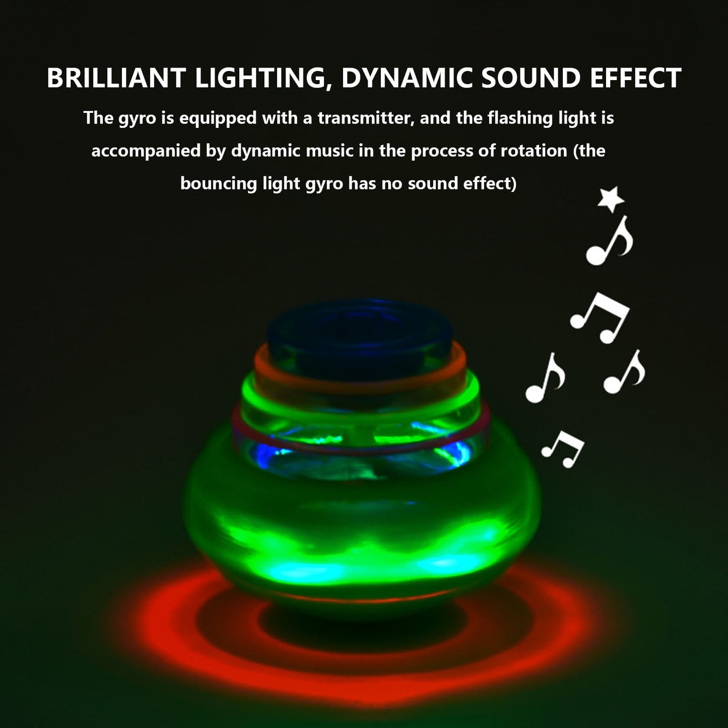 Light Up Spinning Tops Toys, LED Light Up Flashing Music Spinning Tops, Electrical Flashing Tops for Party Birthday Holiday Gift Green