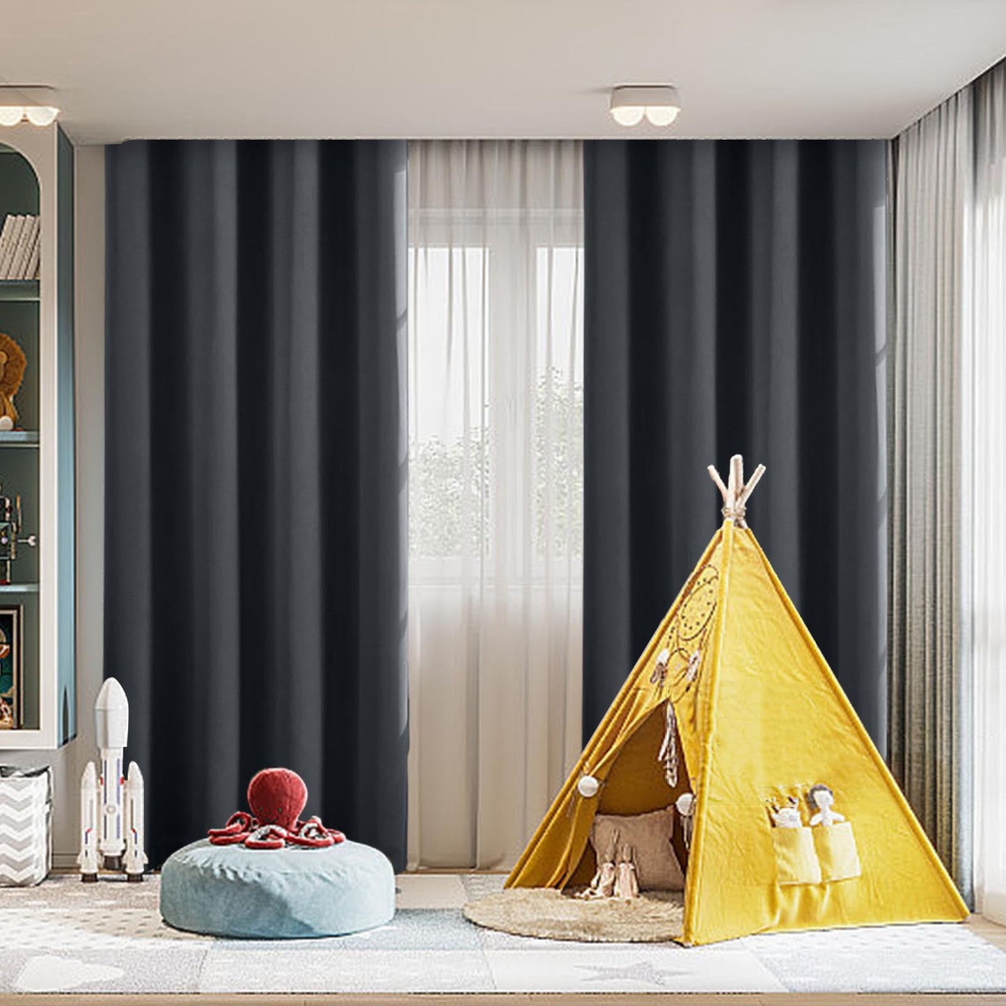 RV Camper Door Window Curtains, Blackout Privacy Curtains, Drapes for Bathroom Bedroom Kitchen, Portable Travel Trailer Small Window Decor, Short Blackout Curtain Blue