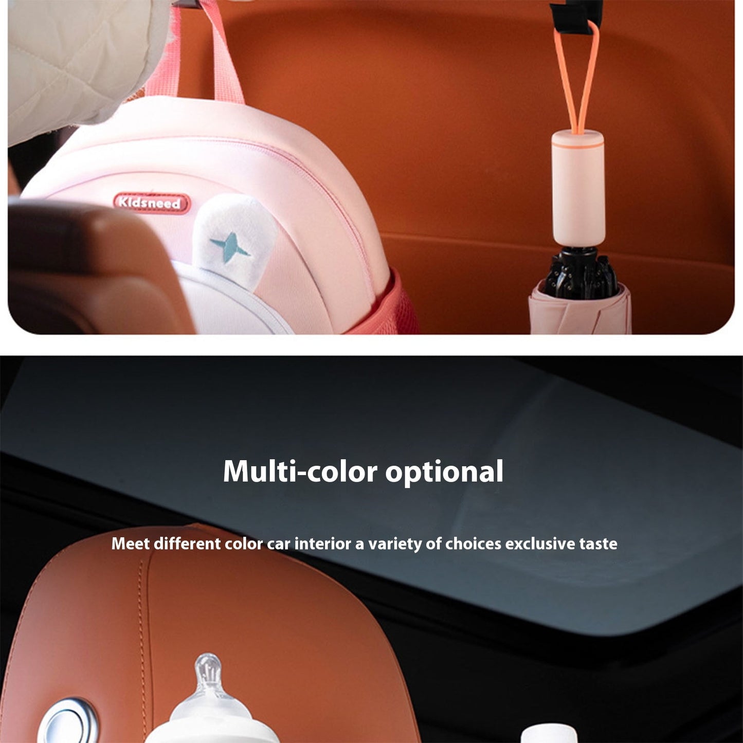 Backseat Car Organizer, Back Seat Cup Holders for Cars, Multifunctional Car Organizers and Storage, Car Seat Organizer, Car Tissue Organizer with 2 Cup Holder, for Glasses Phones Keys and Cards Black