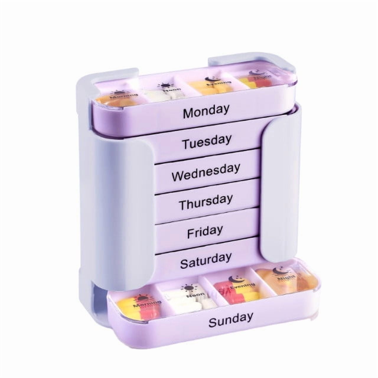 7-Day Medication Organizer, for Effortless Health Management, Large Weekly Pill Organizer with 4 Times a Day Compartments, Stackable Pill Organizer, for Vitamins and Supplements White