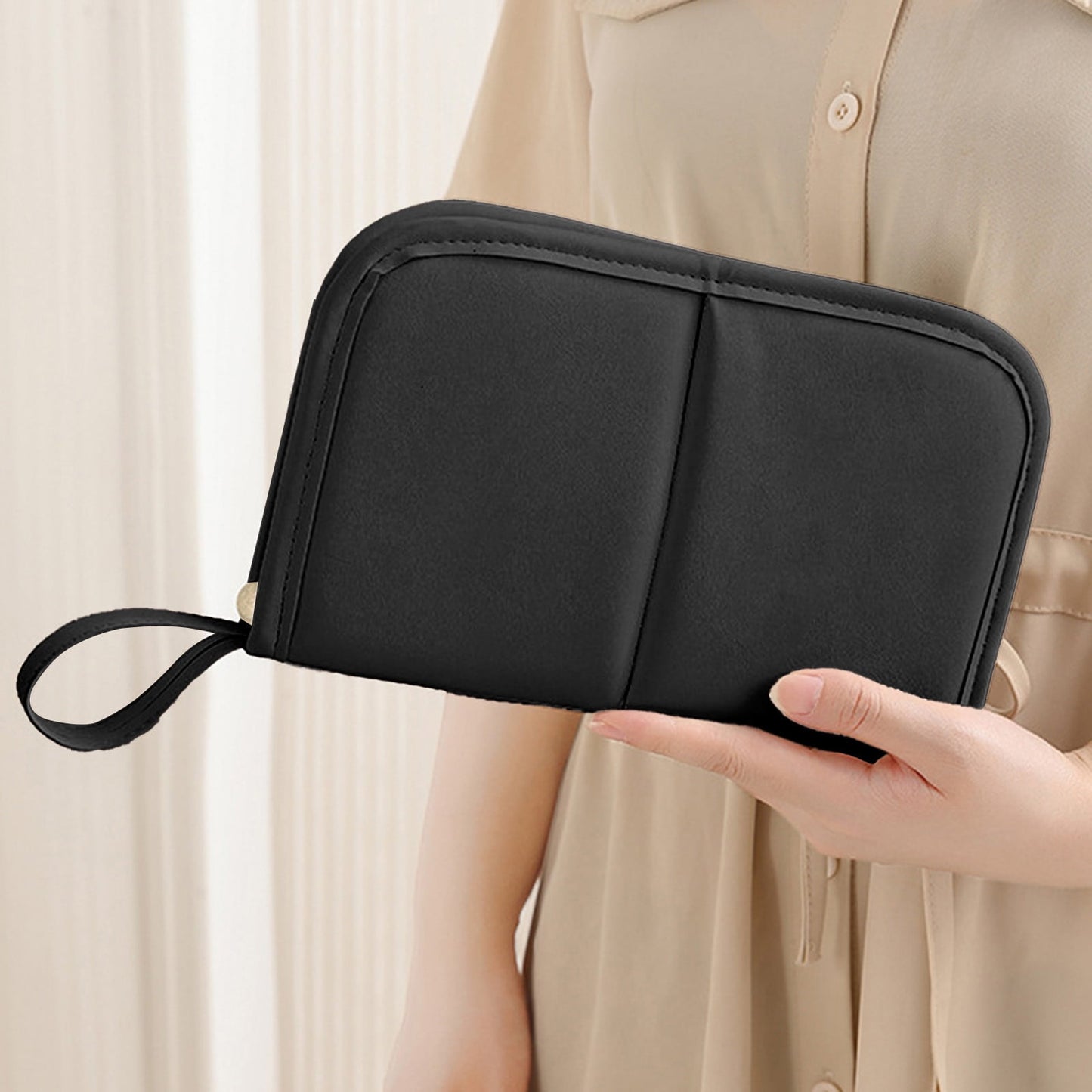 Makeup Brush Bag, Waterproof Stand-Up Makeup Brush Holder Organizer, Travel Make up Brush Pouch Cosmetic Bags, Painting and Makeup Bag, Large Capacity Makeup Brush Storage Bag Black