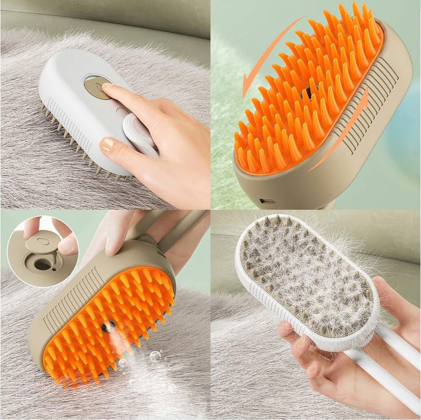 Cat Steam Brush, 3 in 1 Self Cleaning Cat Steamy Pet Brush Steamer Brush for Massage for Removing Tangled and Loosse Hair (2PCS Light Green) Light Green