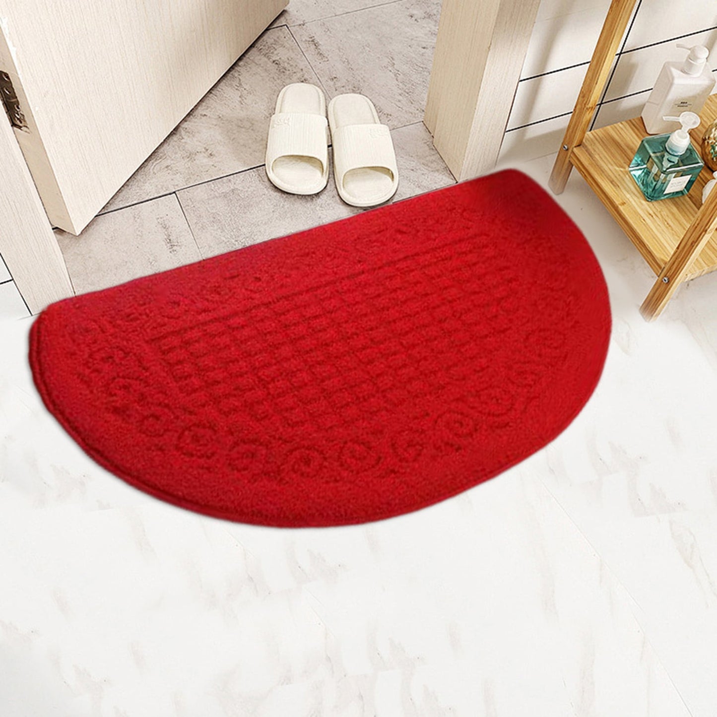 sunsanly Doormat Semi-Circle Shape Anti-slip Absorbs Moisture And Dirt Wear-resistant Indoor Entrance Door Mat Living Room Kitchen Bathroom Entryway Carpet 1pc Coffee
