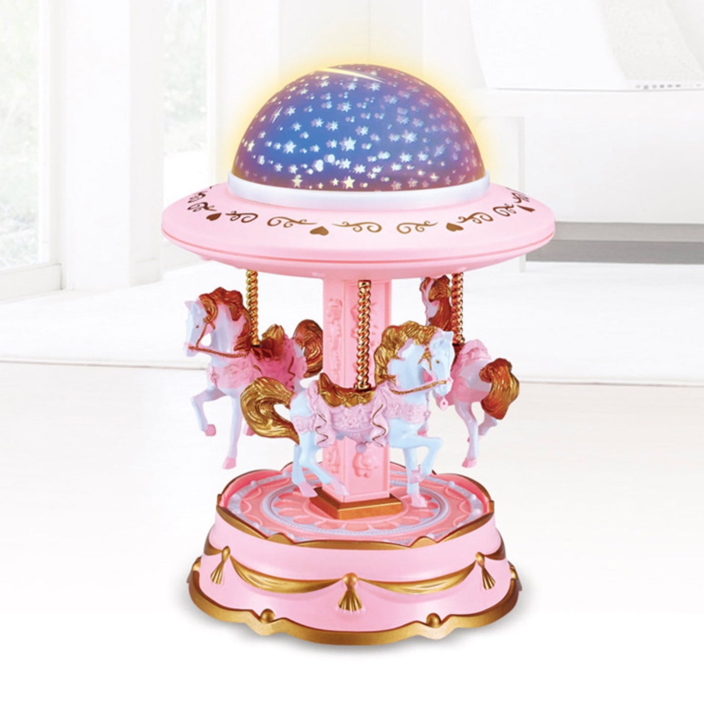 Holiday Toy List Tarmeek Carousel Music Box For Girls Creative Star Projection Lantern Carousel Music Box Music Box Girl Holiday Gift Christmas Gifts 19x14x14cm(7.5x5.5x5.5in). Pink