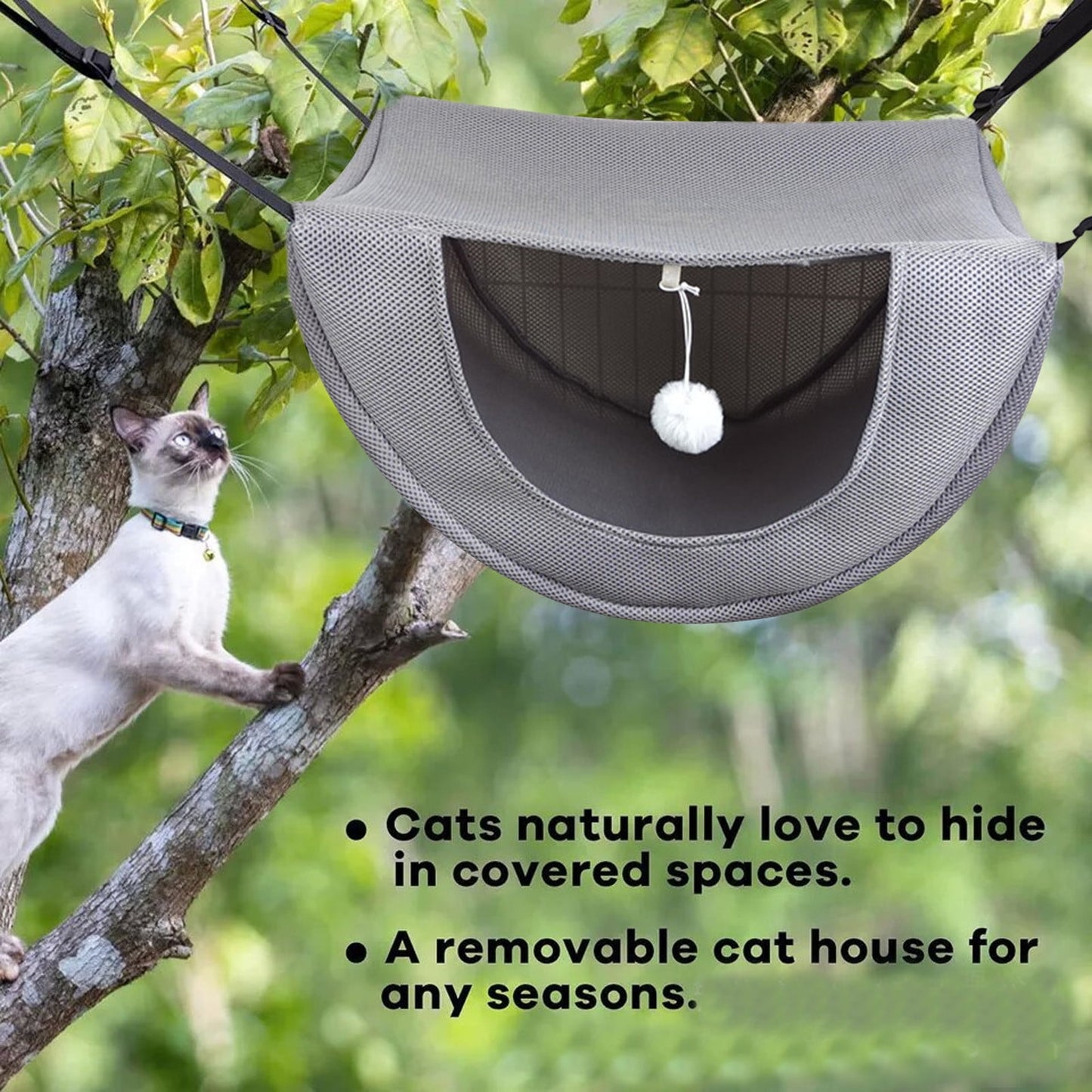Darzheoy Cat Cage Hammock, Hanging Soft Pet Bed, Summer Breathable Pet Cage Hammock with Adjustable Straps, for Indoor Kitten Puppy Rabbit or Small Pet Gray