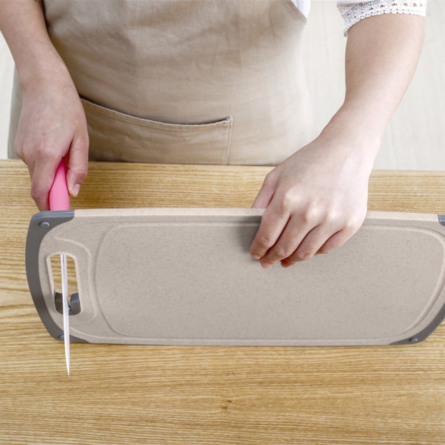 Darzheoy Whetstones Buckwheat Cutting Boards for Kitchen Dishwasher Safe Doubles Sided Design Extra Large Cutting Board for Meat Easy Grip Handle Non Slip Beige