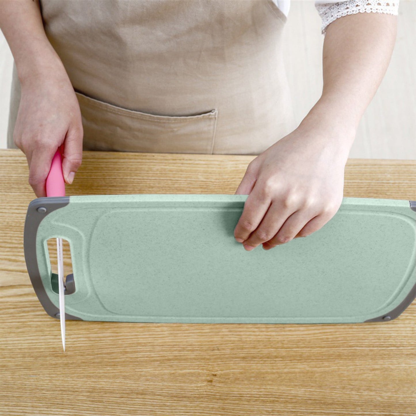 Darzheoy Whetstones Buckwheat Cutting Boards for Kitchen Dishwasher Safe Doubles Sided Design Extra Large Cutting Board for Meat Easy Grip Handle Non Slip Green