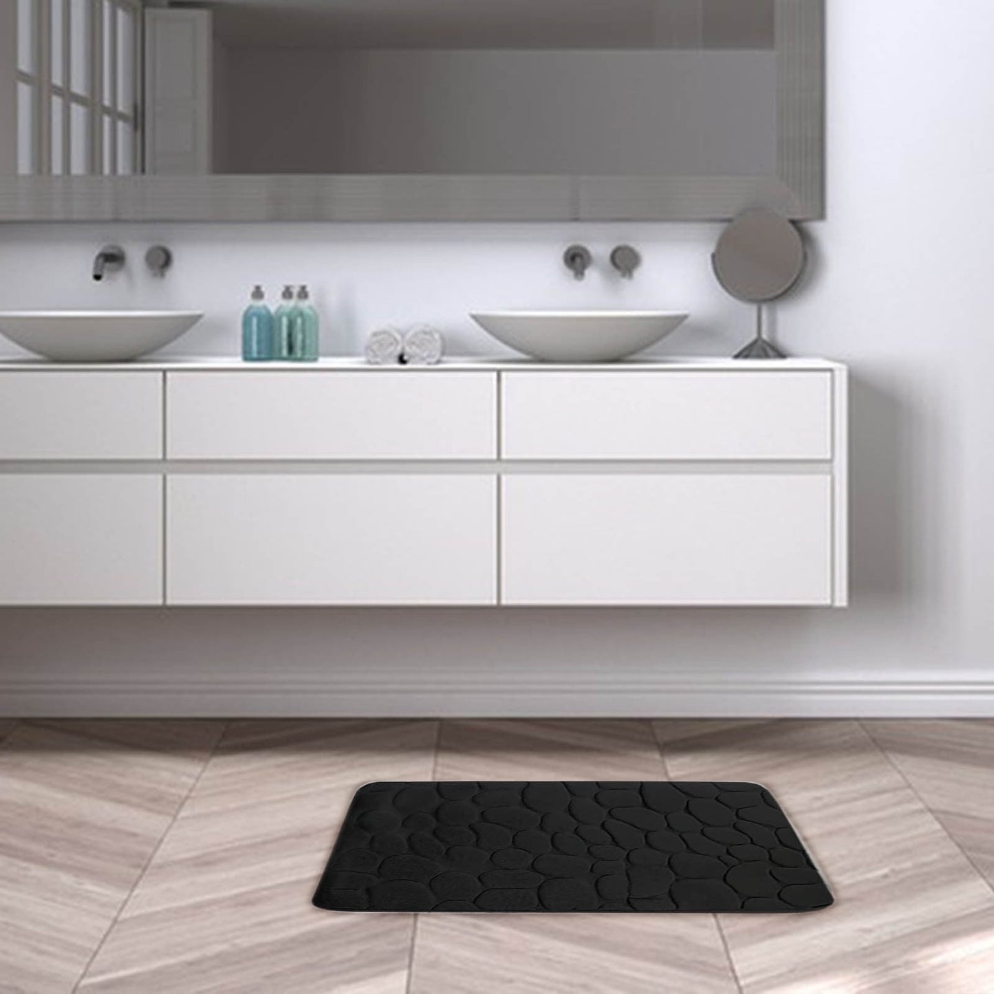 Kdkad Bathroom Rugs Sets 4 Piece, Non Slip Memory Foam Bathroom Rugs, Machine Wash Bathroom Mat Set, Water Absorbent Bath Rug Set for Tub, Toilet and Floor 40*50cmU/15.7*19.7in 50*80cm/19.7*31.5in 50*100cm/19.7*39.3in lid38*40cm/14.9*15.7in I