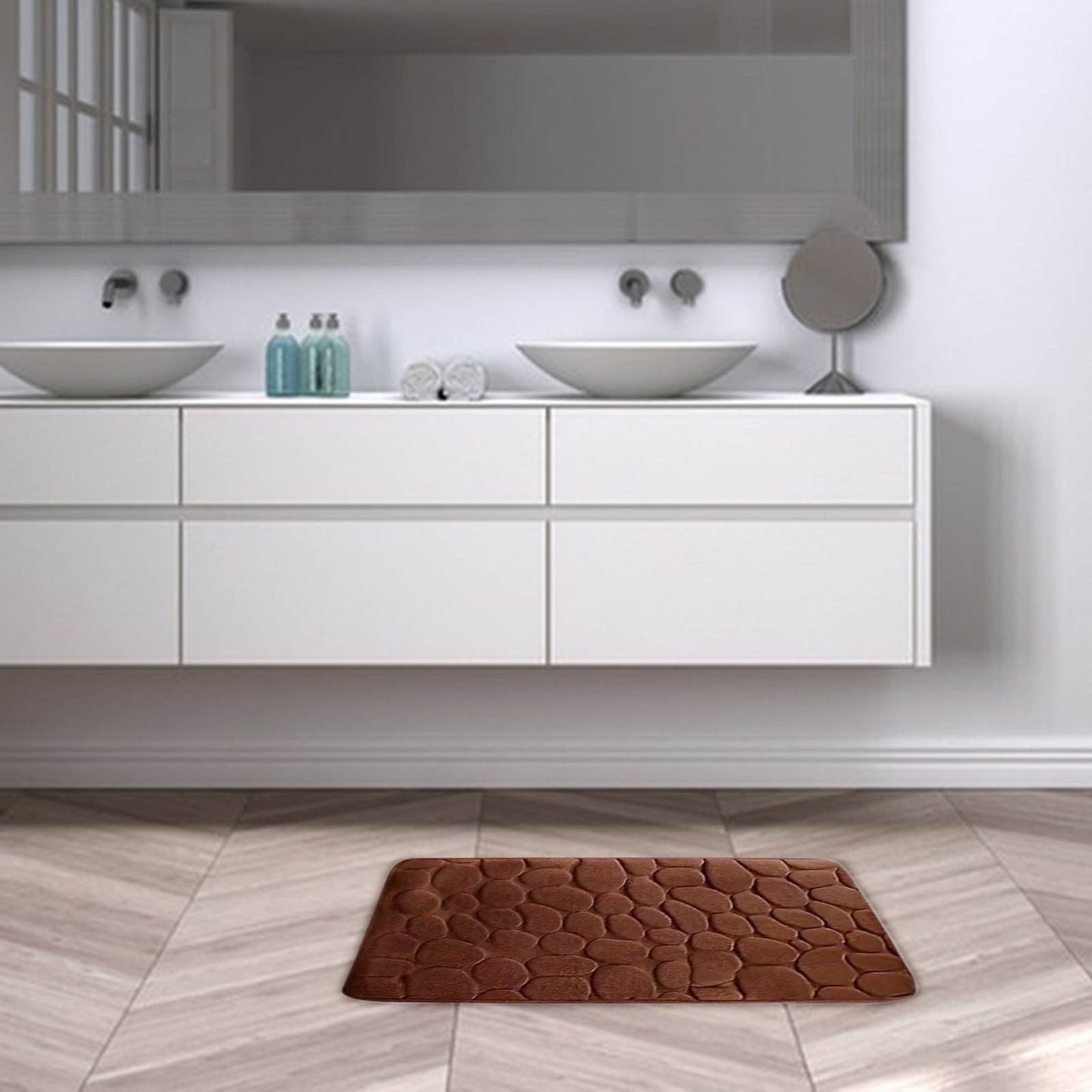 Kdkad Bathroom Rugs Sets 4 Piece, Non Slip Memory Foam Bathroom Rugs, Machine Wash Bathroom Mat Set, Water Absorbent Bath Rug Set for Tub, Toilet and Floor 40*50cmU/15.7*19.7in 50*80cm/19.7*31.5in 50*100cm/19.7*39.3in lid38*40cm/14.9*15.7in K