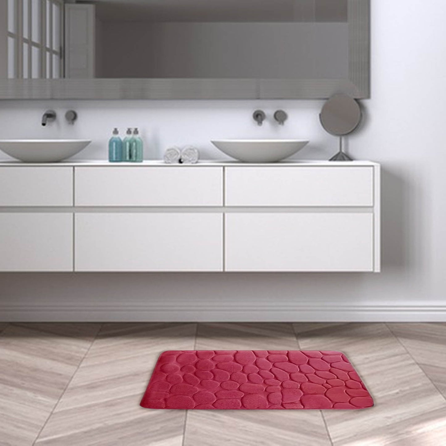 Kdkad Bathroom Rugs Sets 4 Piece, Non Slip Memory Foam Bathroom Rugs, Machine Wash Bathroom Mat Set, Water Absorbent Bath Rug Set for Tub, Toilet and Floor As Show N