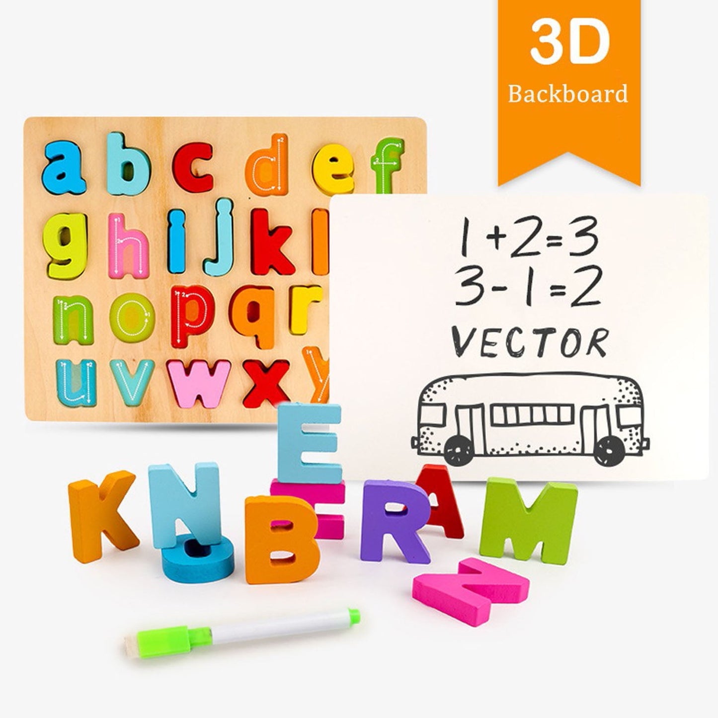 Darzheoy Wooden Alphabet Learning Puzzle Educational Learning Toys Wood ABC Peg Letters Puzzle Colorful Jigsaw Blocks Board for Toddler Kids Boy Girl Colorful