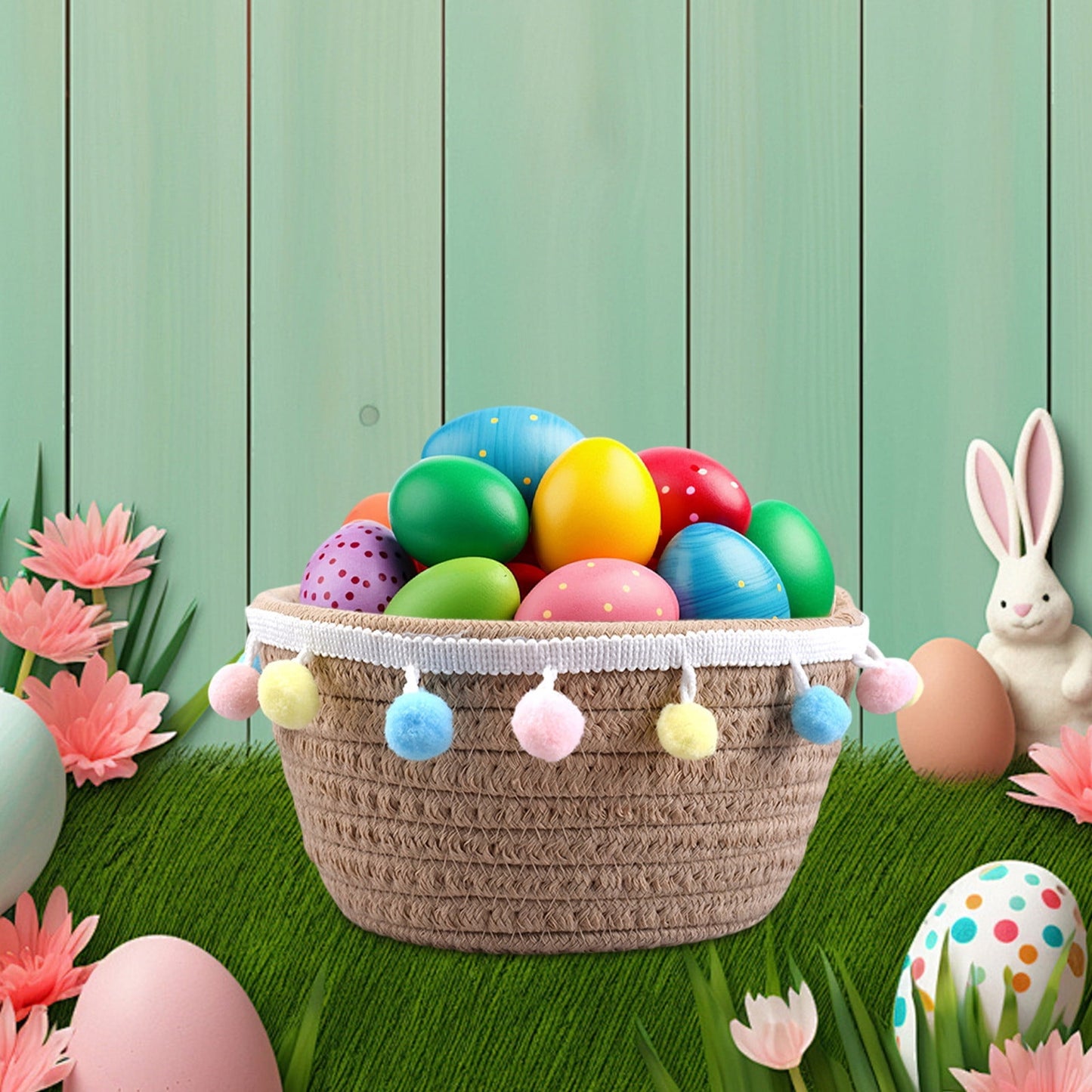 Chmadoxn Adorable Easter Bunny Basket for Kids - Perfect Easter Gift, Cute Easter Bucket Bags with Rabbit Ears for Easter Eggs Hunting, Affordable & Festive Spring Decor As Show I