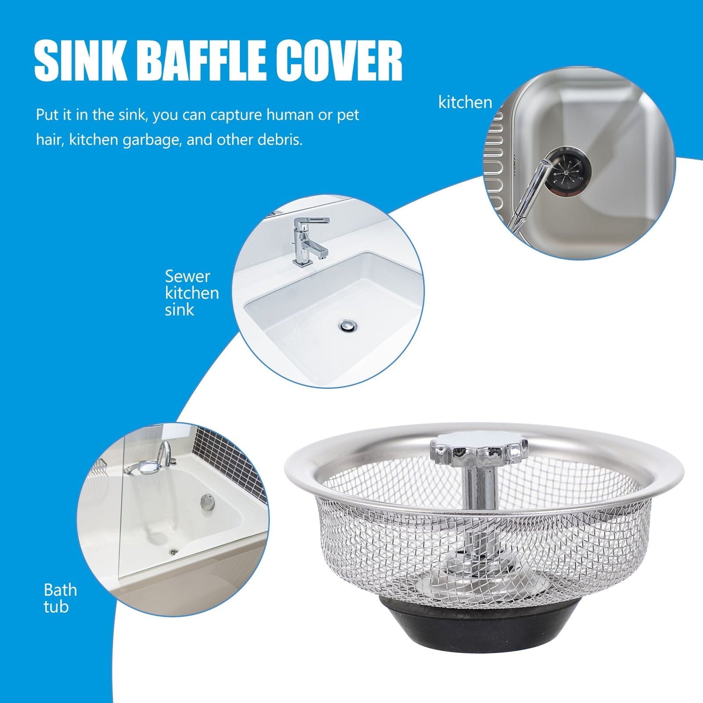 HOOWIFFY 2-Pack Garbage Disposal Sink Guard in Black ABS Plastic, 6.25 x 5.05 x 3.5 Inches, Protector for Home Kitchen