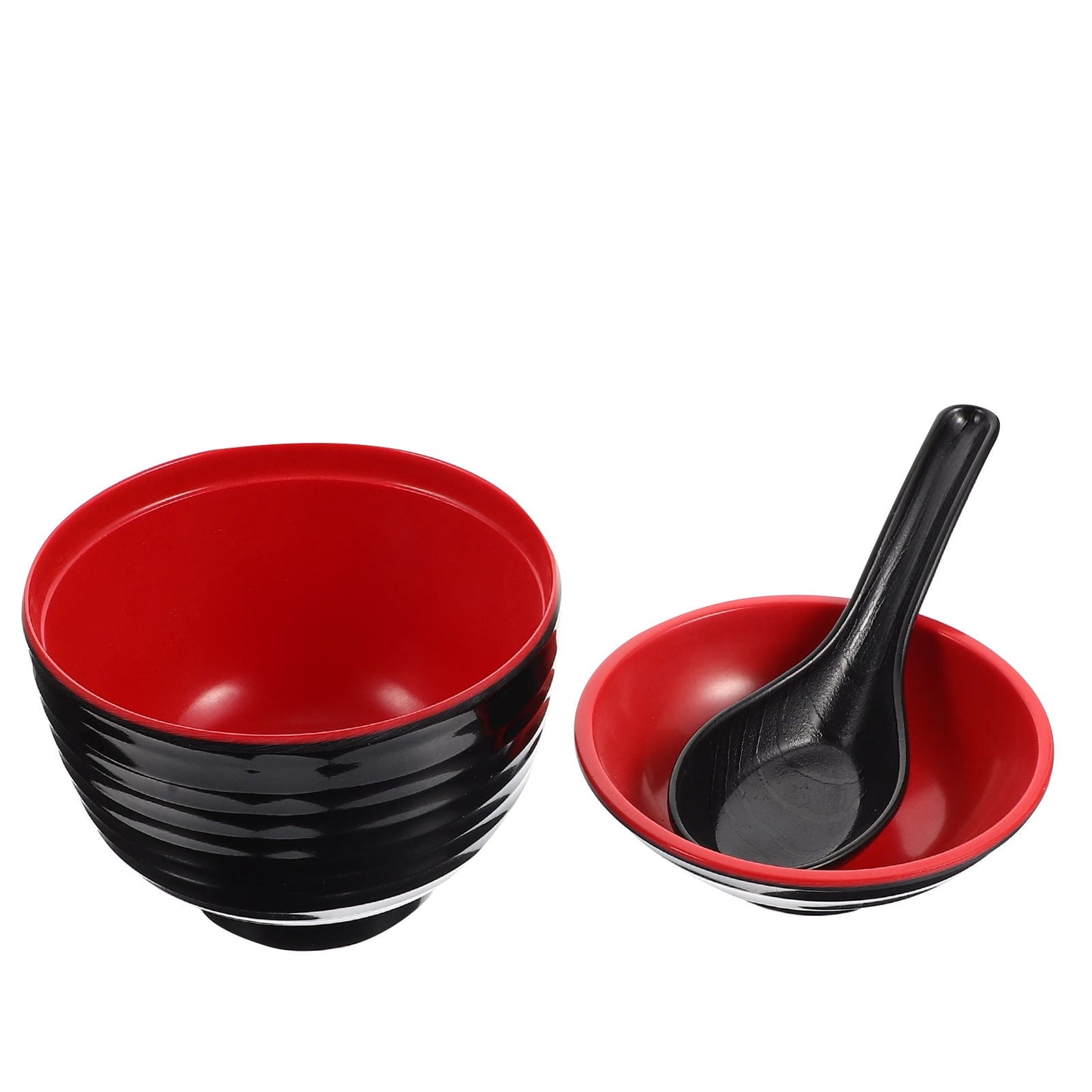 HOOWIFFY Traditional Japanese Miso Soup Bowl Set, Round Black Ceramic, 10x10x9.5cm, Perfect for Authentic Asian Cuisine