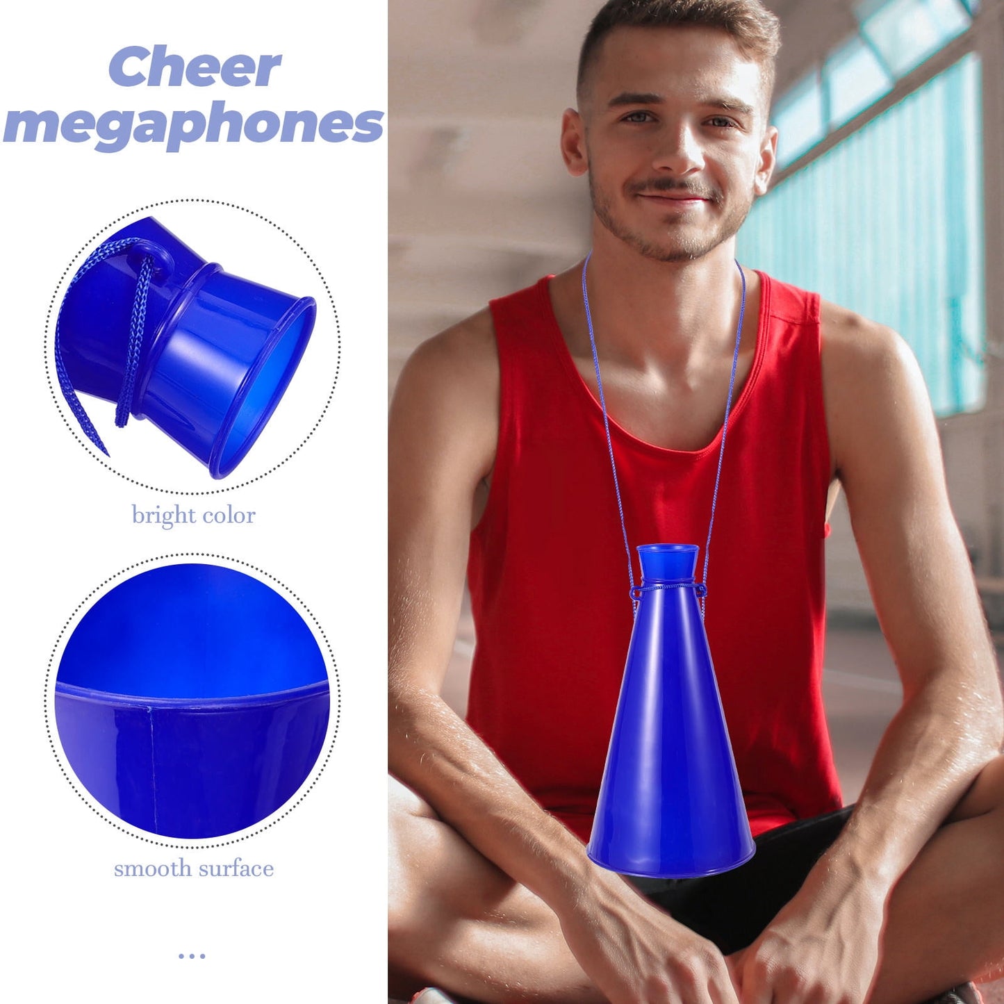 HOOWIFFY Cheer Megaphone 1Pack Blue for Party Favors Kids Cheering Props Outdoor Activities