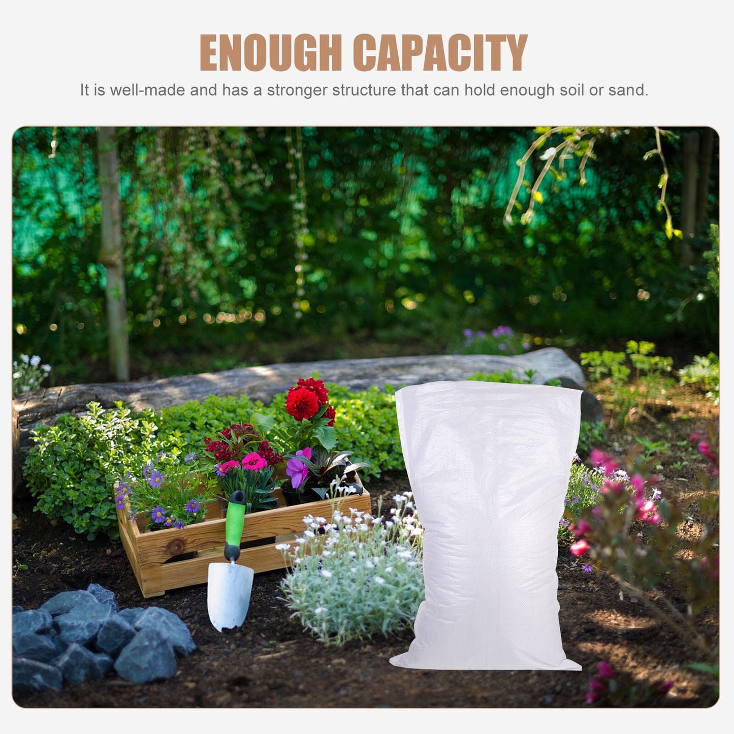HOOWIFFY White PP Woven Sandbags for Flood , Home, Garage, Yard, and Outdoor Use