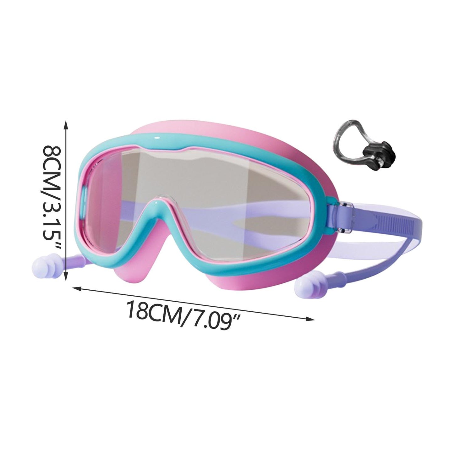 Chmadoxn \u200bKids Swim Goggles Set with Nose Clip & Ear Plugs - Anti-Fog UV Protection Swimming Glasses for Children, Adjustable Comfort Fit (Ages 3-12)\u200b\u200b Hot Pink