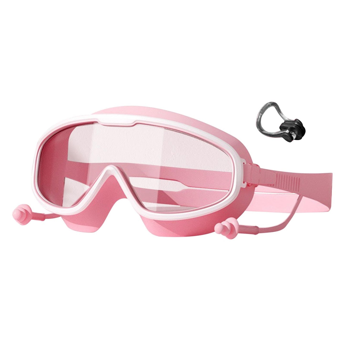 Chmadoxn \u200bKids Swim Goggles Set with Nose Clip & Ear Plugs - Anti-Fog UV Protection Swimming Glasses for Children, Adjustable Comfort Fit (Ages 3-12)\u200b\u200b Pink