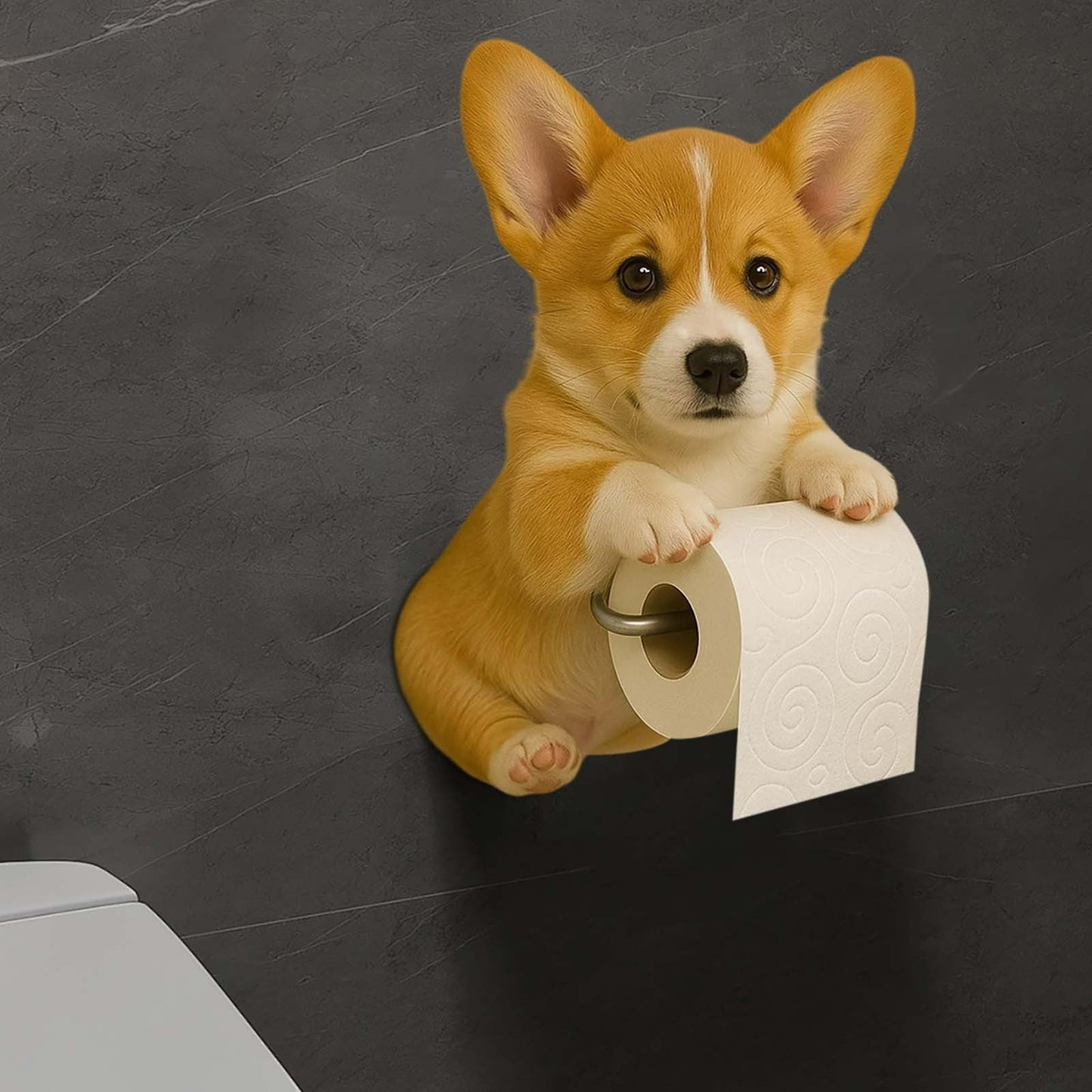 Darzheoy Dogs Toilet Roll Holder Series, 3D Resin Cute Dog Towel Rack, Wall Mouted Toilets Paper Storage Dispenser for Home Bathroom Kitchen G