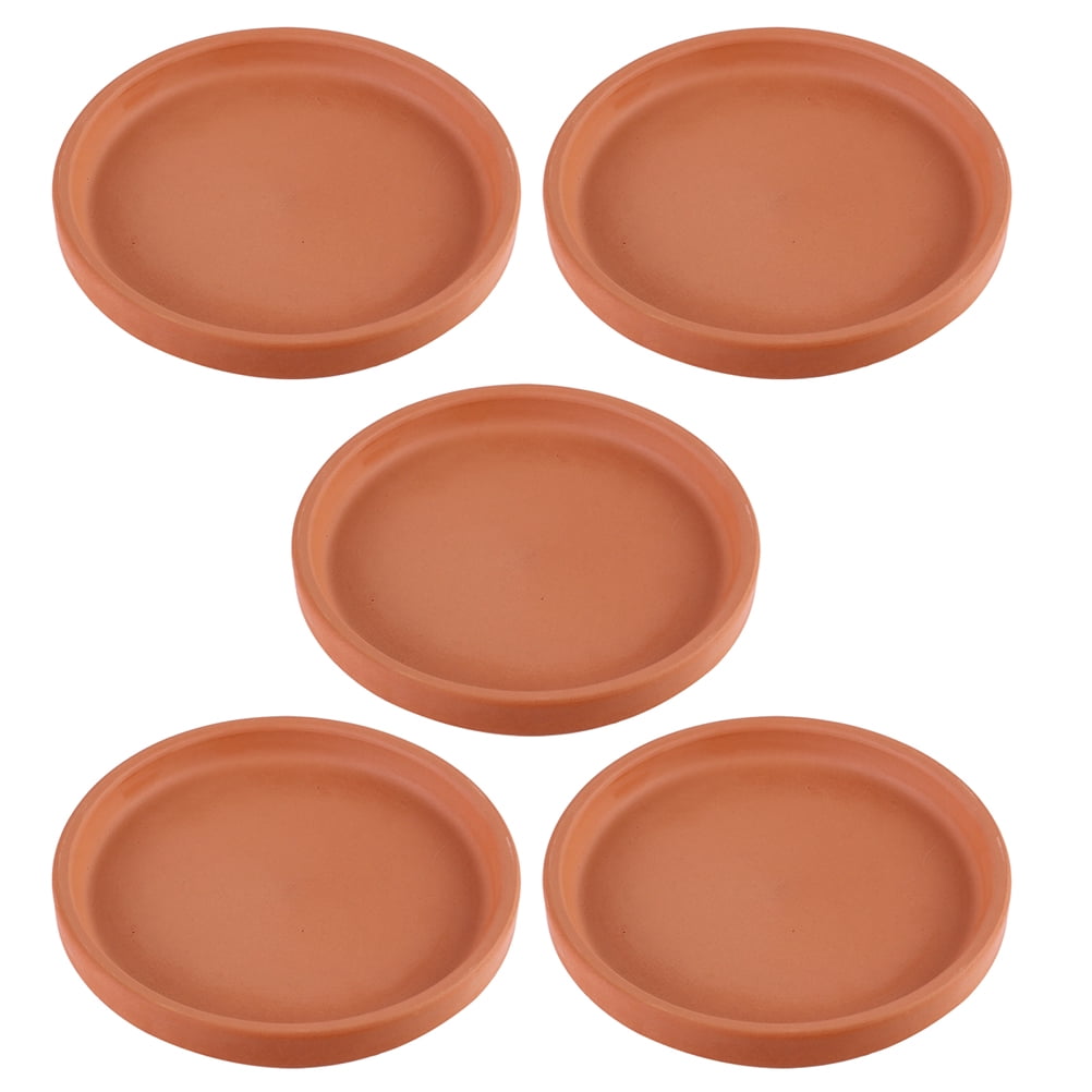 HOOWIFFY Chocolate Red Clay Flower Pot Tray for Indoor Outdoor Use 5Pcs