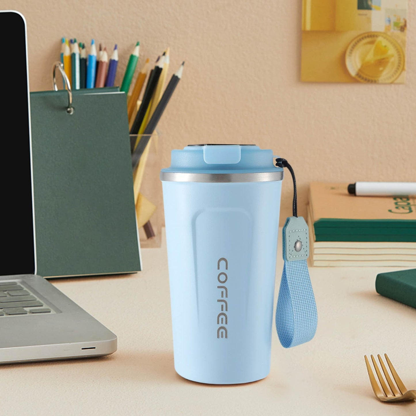 Chmadoxn Stainless Steel Vacuum Insulated - Coffee Travel Mug Spill Proof with Lid - Coffee Cups for Keep Hot/Ice Coffee,Tea and Beer Blue