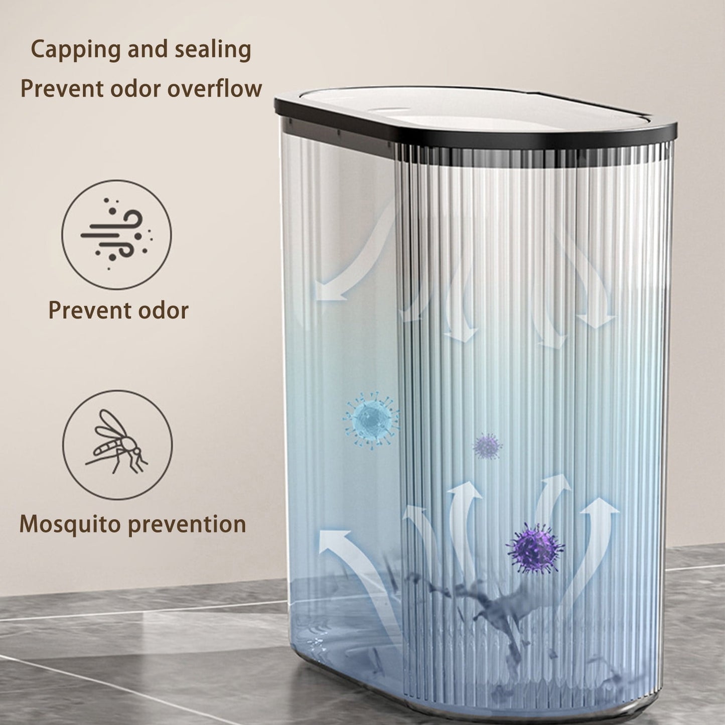 Chmadoxn Transparent Trash Can, Bathroom Trash Cans with Lids, Plastic Slim Waste Basket with Press Top Lid, Clear Garbage Can for Bathroom, Bedroom, Kitchen,Home,Office 11.22×11.73×5.62 in Clear