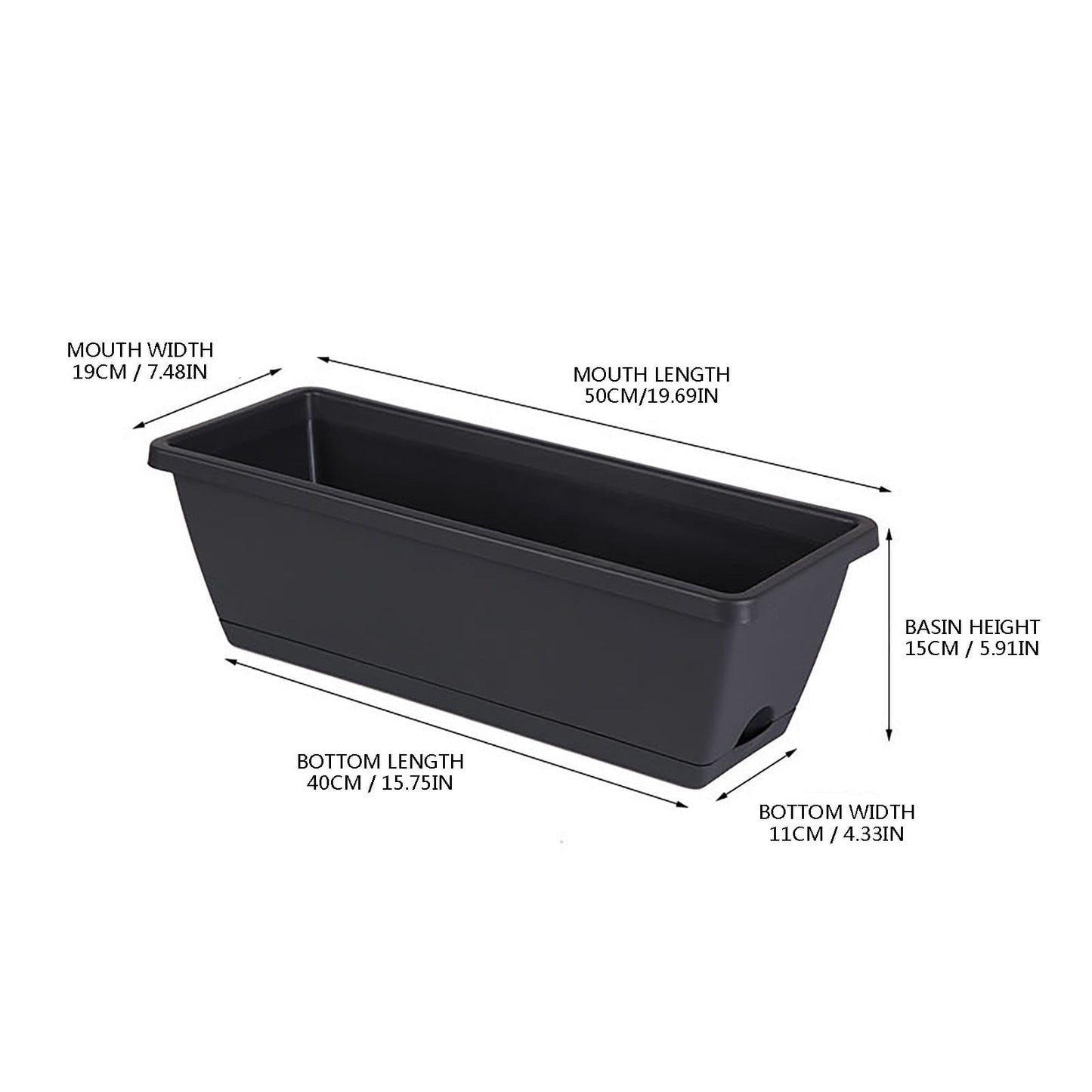 Chmadoxn Plastic Vegetable Containers- Balcony Flower Planter, Suitable for Home Gardening Vegetable Growing Containers 5.91" x 19.69" Black