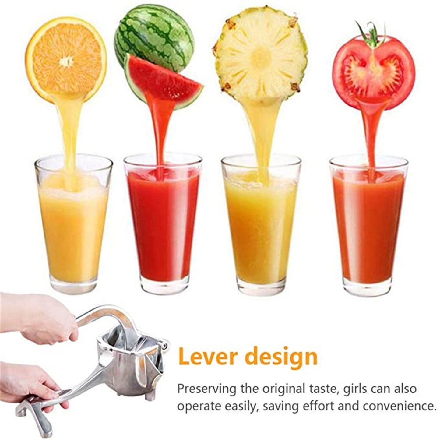Chmadoxn Extra Large Lemon Squeezer Stainless Steel - Easy Squeeze Heavy Duty Lemon Juicer Hand Press - Ergonomic Citrus Squeezer & Fruit Juicer for Small Oranges, Lemon & Limes (7.9×1.2 inch) As Show C