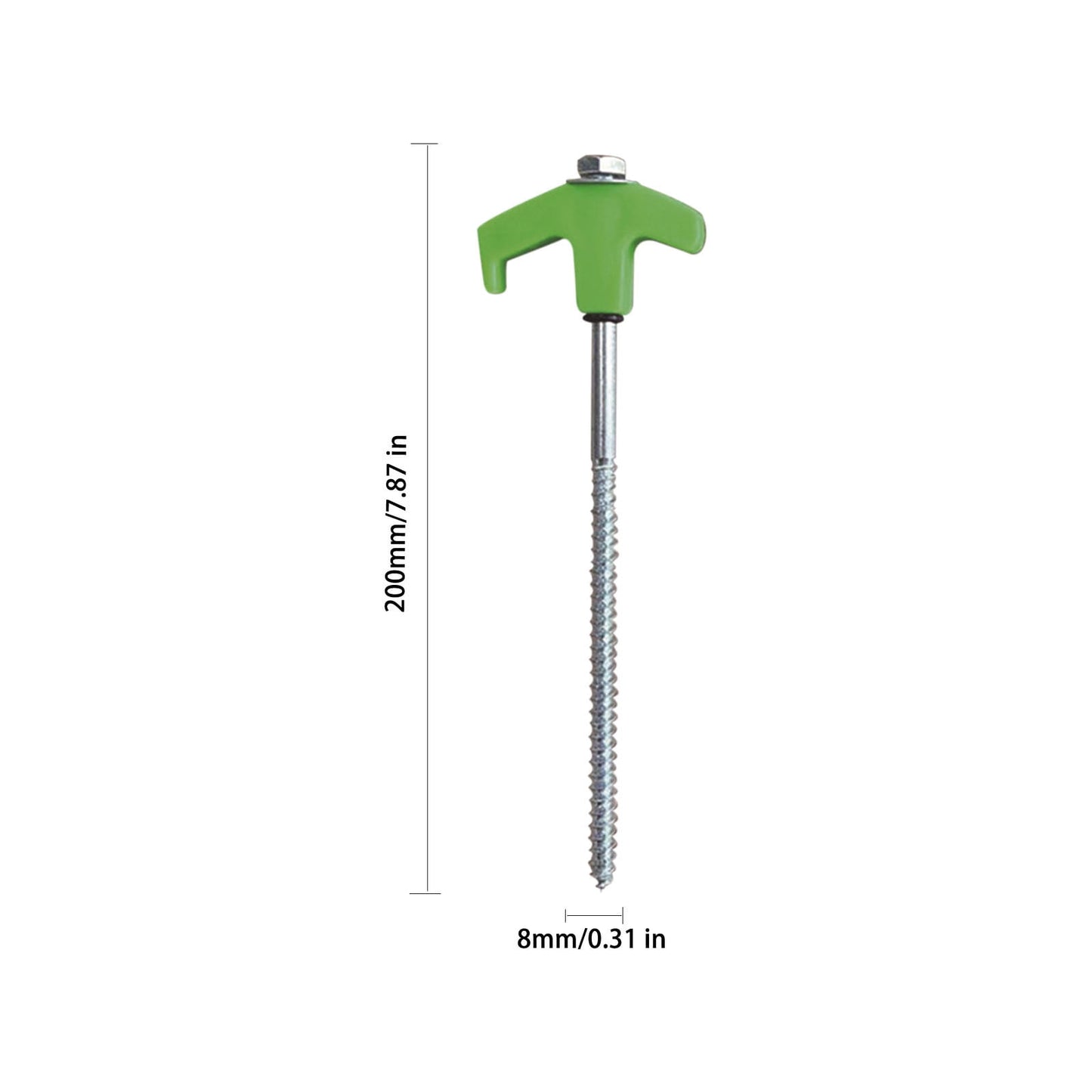 Chmadoxn Tent Stakes Heavy Duty, 8 Inch Screw in Tent Stakes, Ground Anchors Screw in, Tent Pegs Camping Stakes, Metal Threaded Tent Spikes 12 pc Green