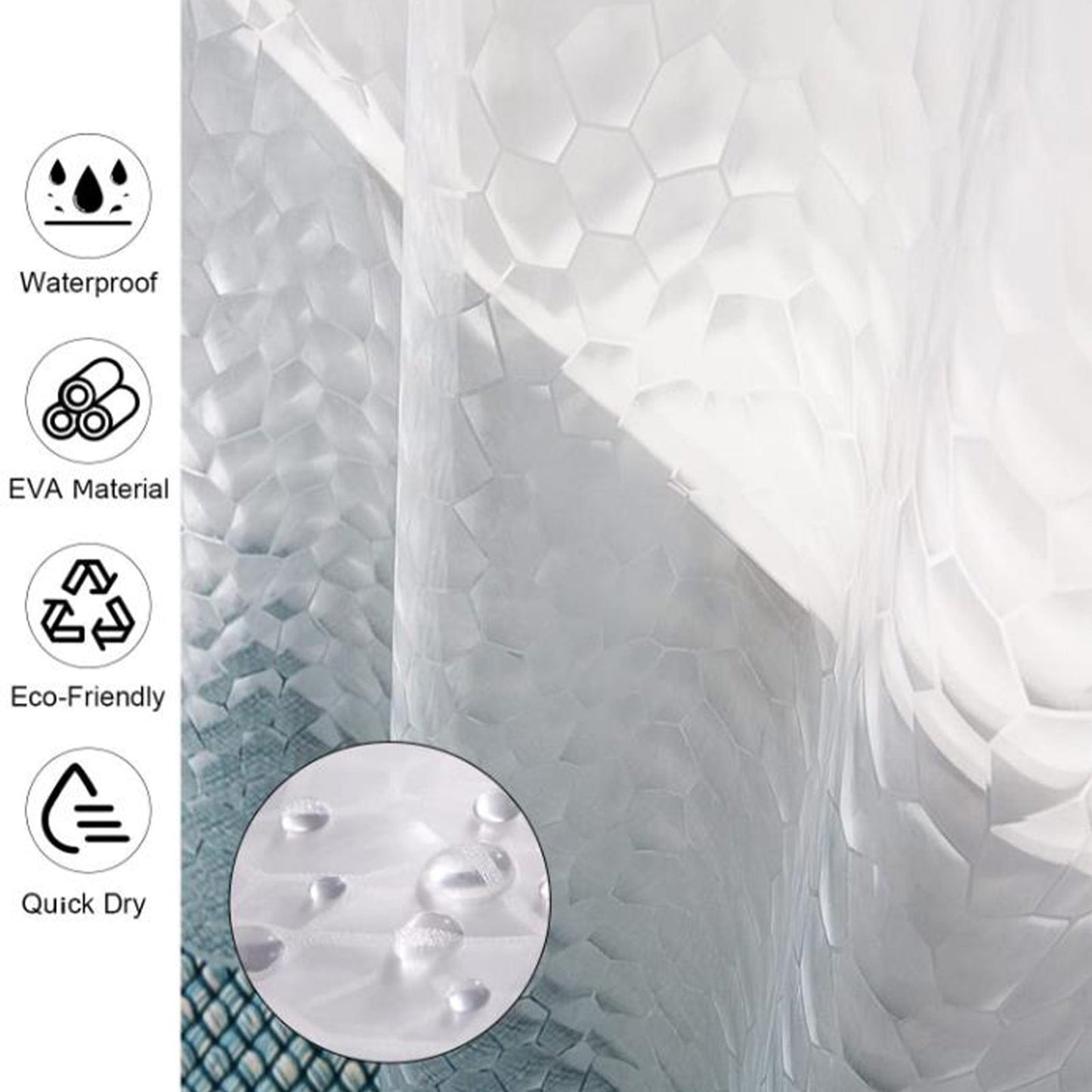Kdkad Shower Curtain, 31.5×71 Inch Shower Curtain Liner, Waterproof Plastic Shower Liner, Cute Lightweight Shower Curtain for Bathroom 71×71 in White