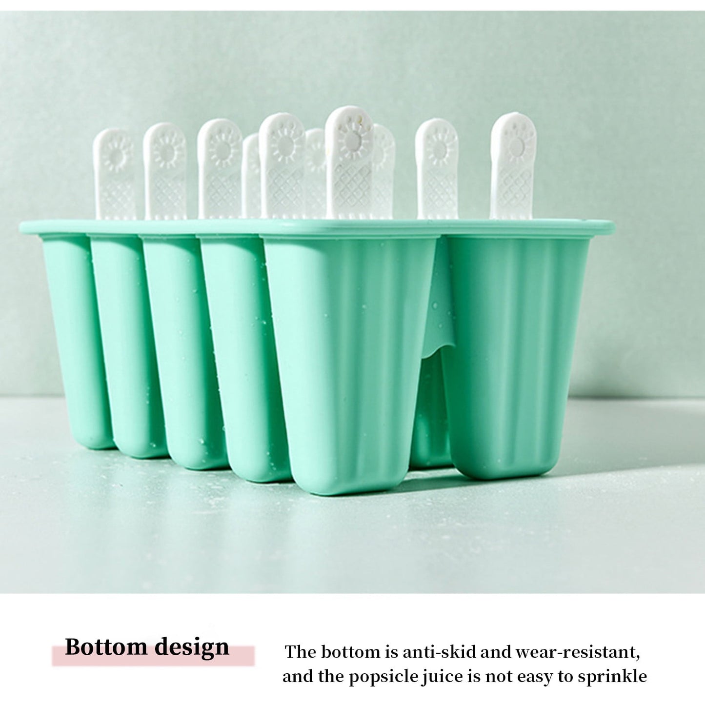 Darzheoy Popsicle Mould, Popsicle Molds 10 Pieces Silicone Ice Molds BPA Free Popsicle Mold Reusable Easy Release Ice Make Mint Green