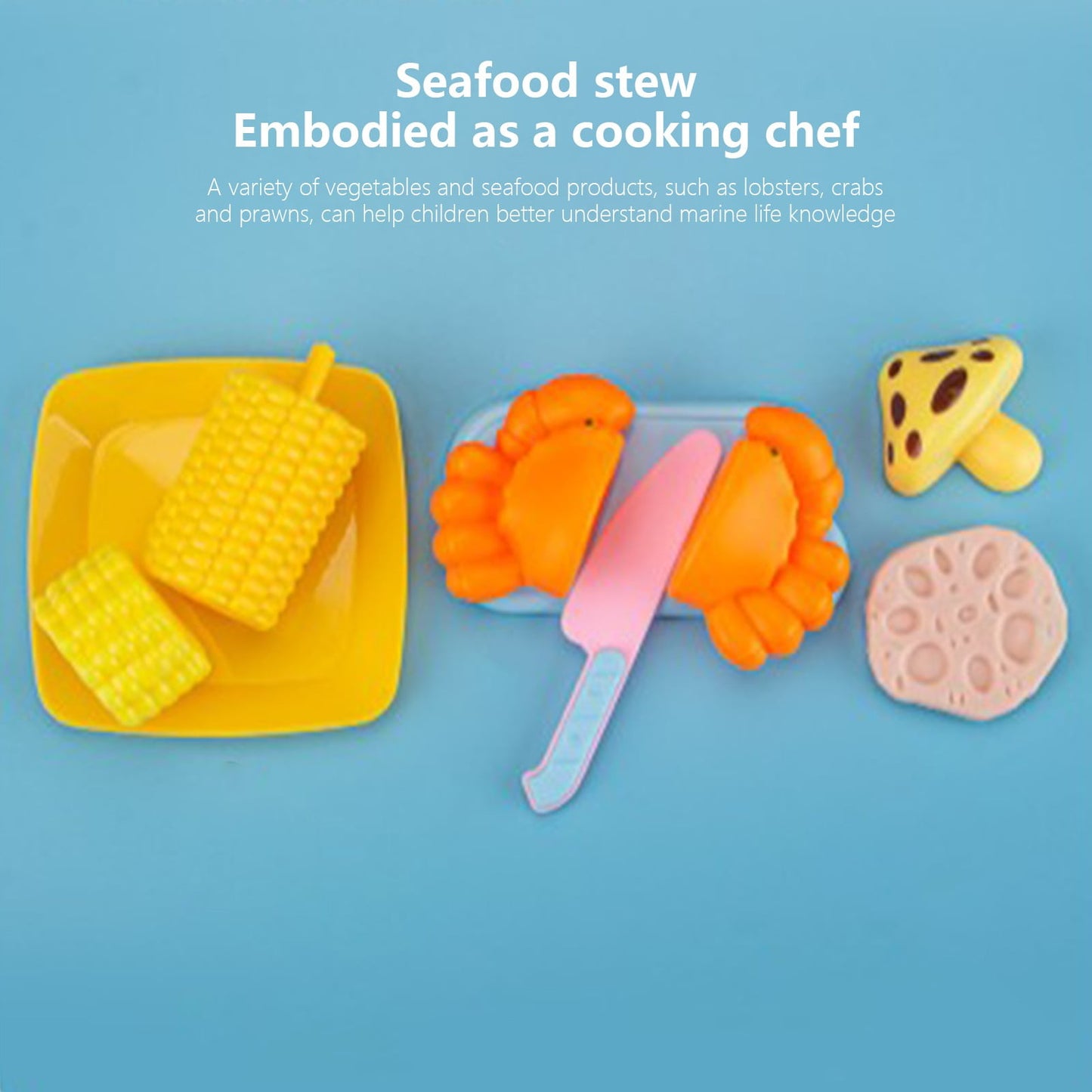 Chmadoxn Play Food Toy Set for Kids Kitchen,Simulation Seafood Fruit & Vegetables Accessories,Kitchen Hot Pot Toys, Plastic Dishes, Toddler Play Kitchen Accessories Educational Toys for Boys Girls 33PCS
