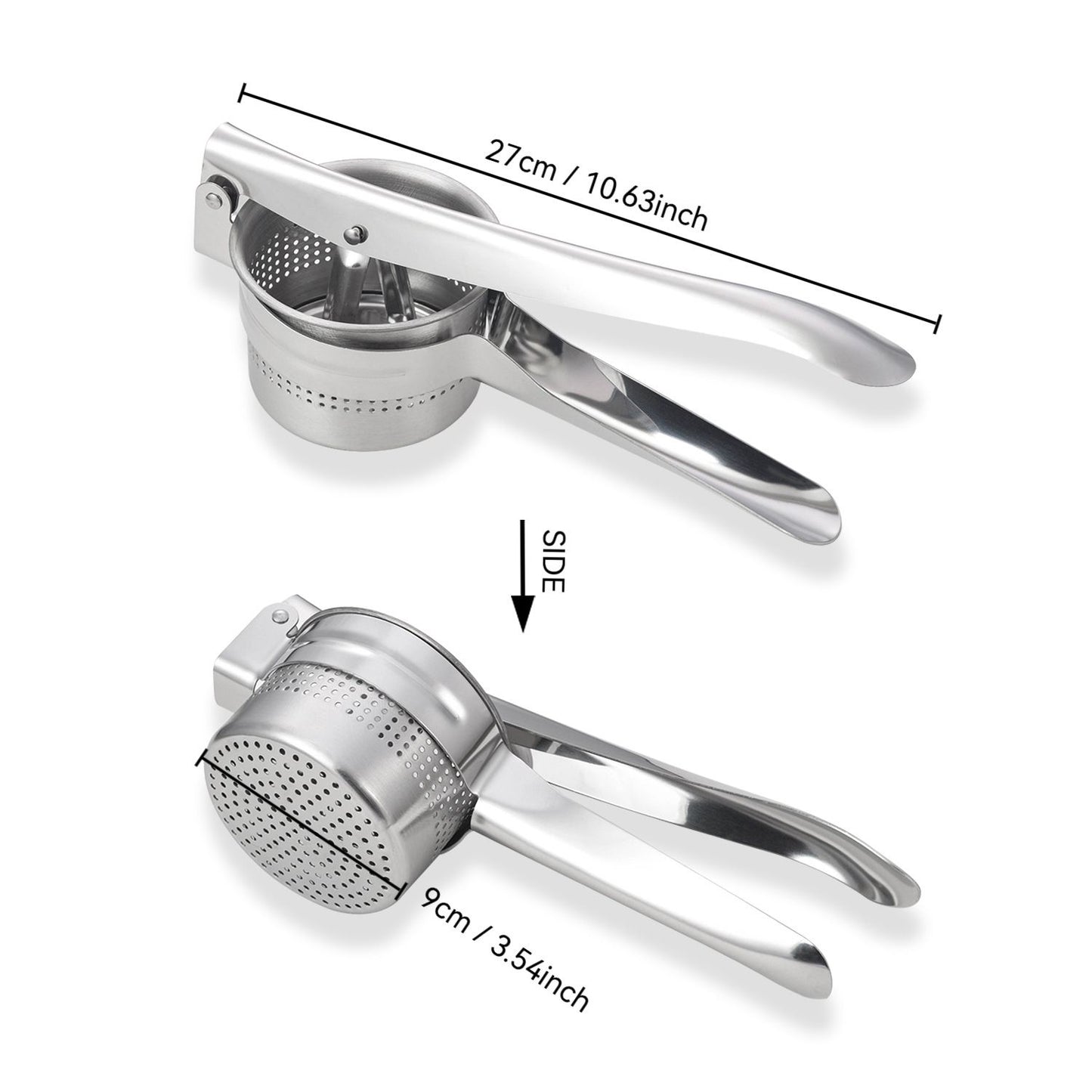 Heavy Duty Stainless Steel Mashed Potato Masher with Ergonomic Handle, Press and Mash Kitchen Gadget, Make Fluffy Smooth Mashed Potatoes & PressVegetables