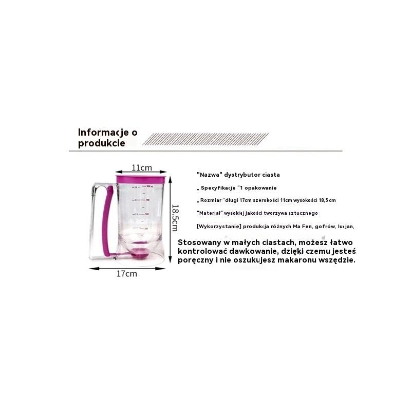 Pancake Cupcake Batter Dispenser for Waffles, Muffin Mix, Crepes, Cake Purple Pancakes, Cupcake, 900ml